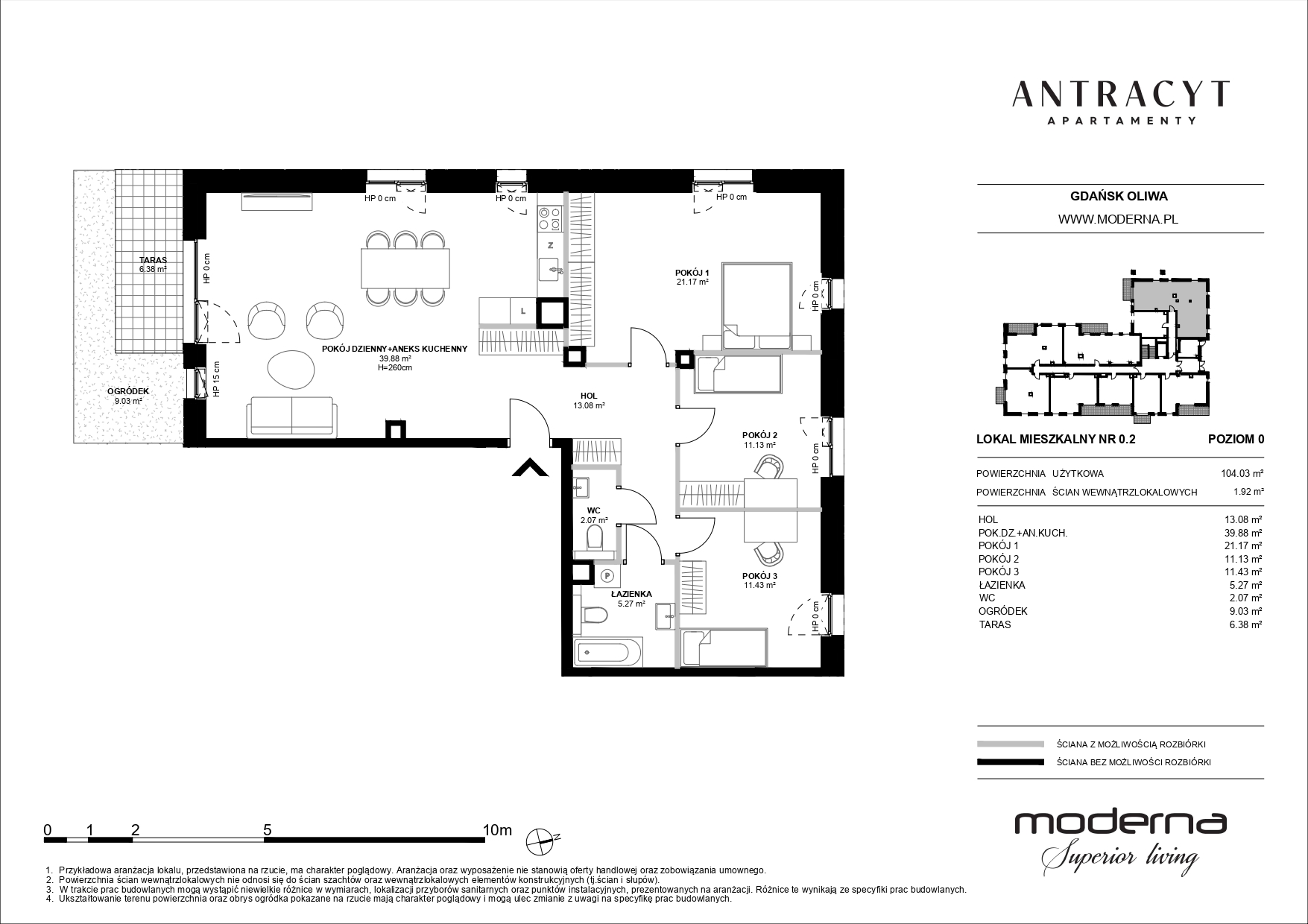 Apartament 104,03 m², parter, oferta nr 0.2, Antracyt, Gdańsk, Oliwa, ul. Czyżewskiego 31A-idx