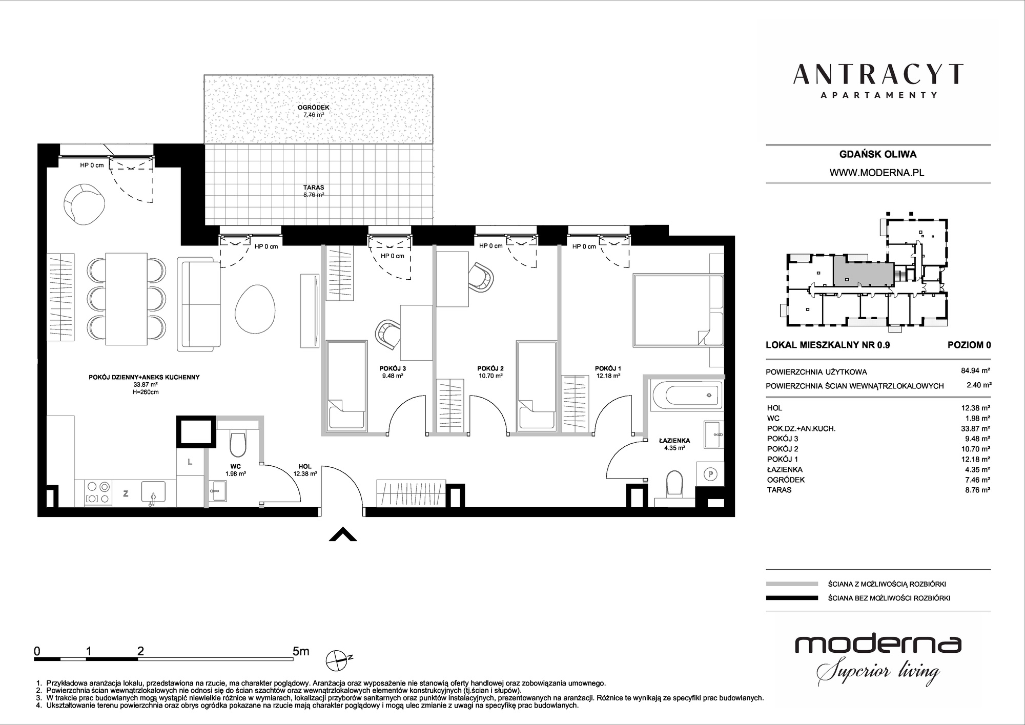 Apartament 84,94 m², parter, oferta nr 0.9, Antracyt, Gdańsk, Oliwa, ul. Czyżewskiego 31A-idx