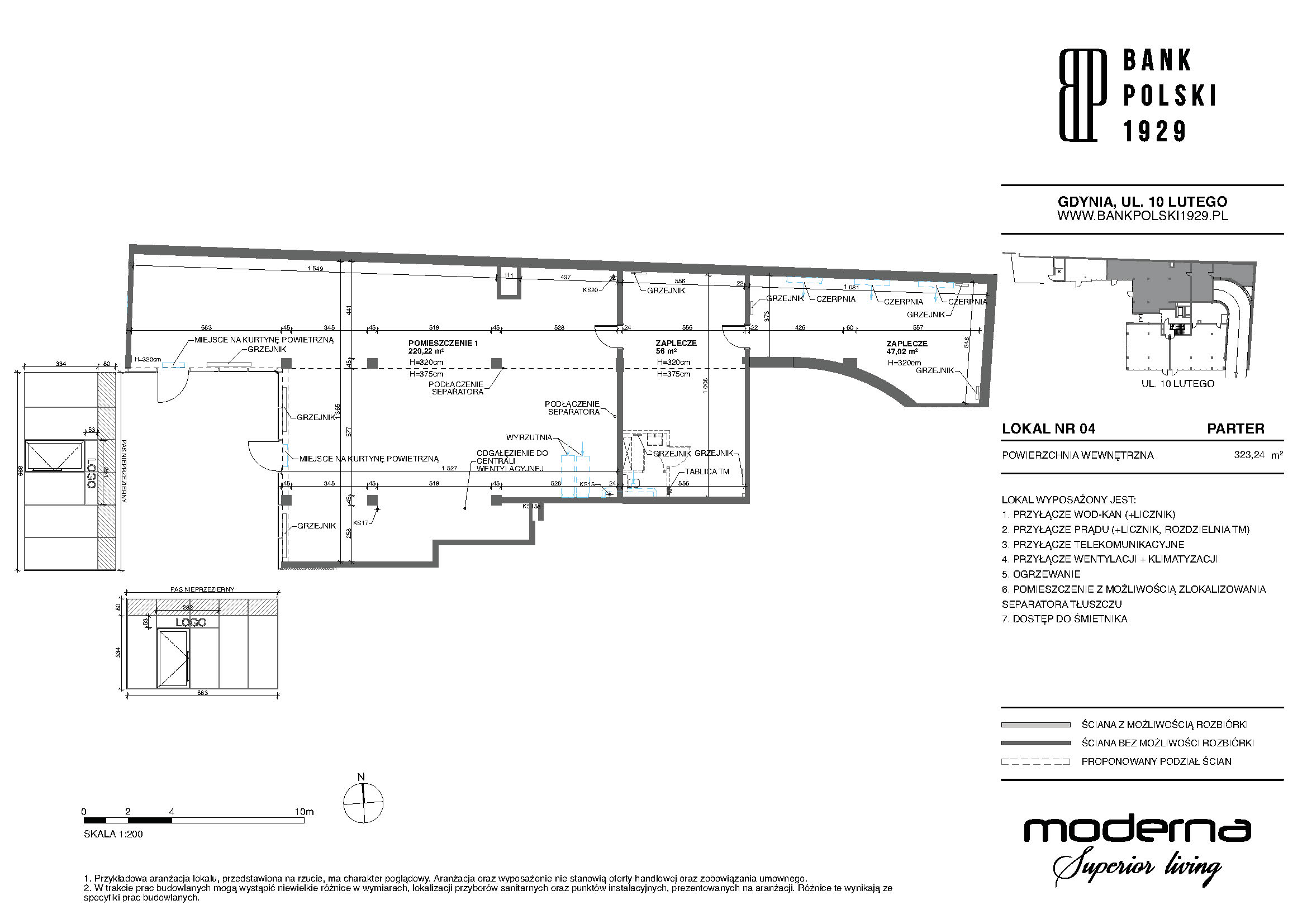 Lokal użytkowy 323,24 m², oferta nr U4, Bank Polski 1929 - lokale użytkowe, Gdynia, Śródmieście, ul. 10 Lutego 18A-idx