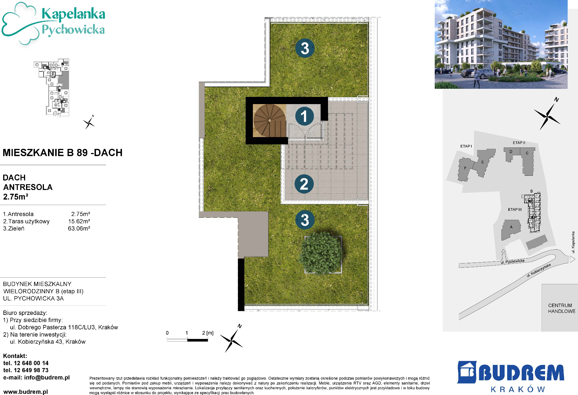 Mieszkanie 48,78 m², piętro 6, oferta nr B89, Kapelanka – Pychowicka - Budynek B, Kraków, Dębniki, Zakrzówek, ul. Pychowicka 3 / 3A-idx