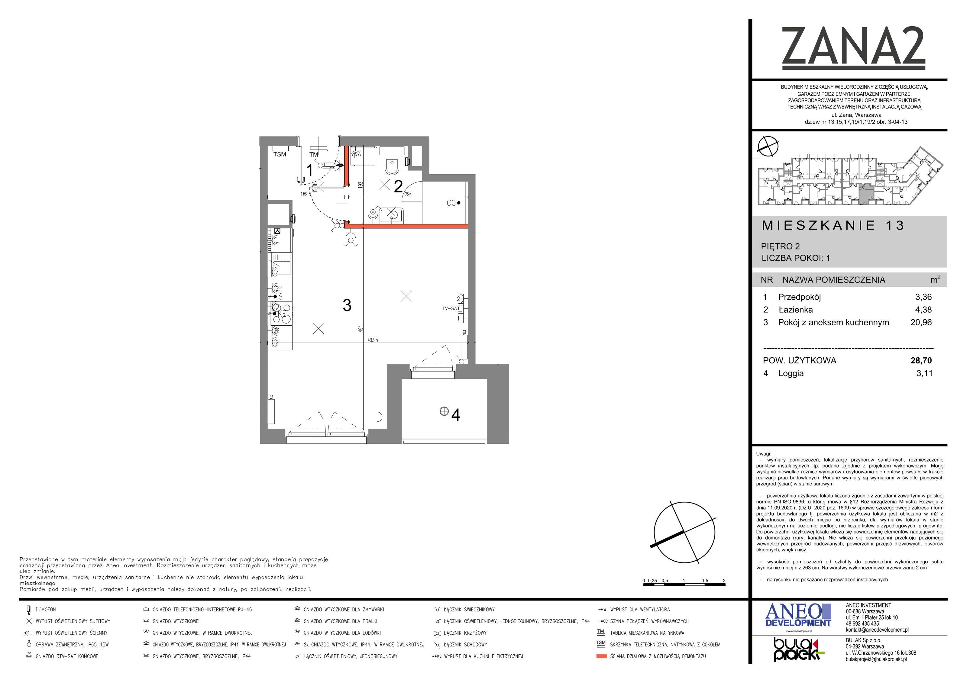 Mieszkanie 28,70 m², piętro 2, oferta nr 13, Zana 2, Warszawa, Praga Południe, Gocławek, ul. Tomasza Zana-idx