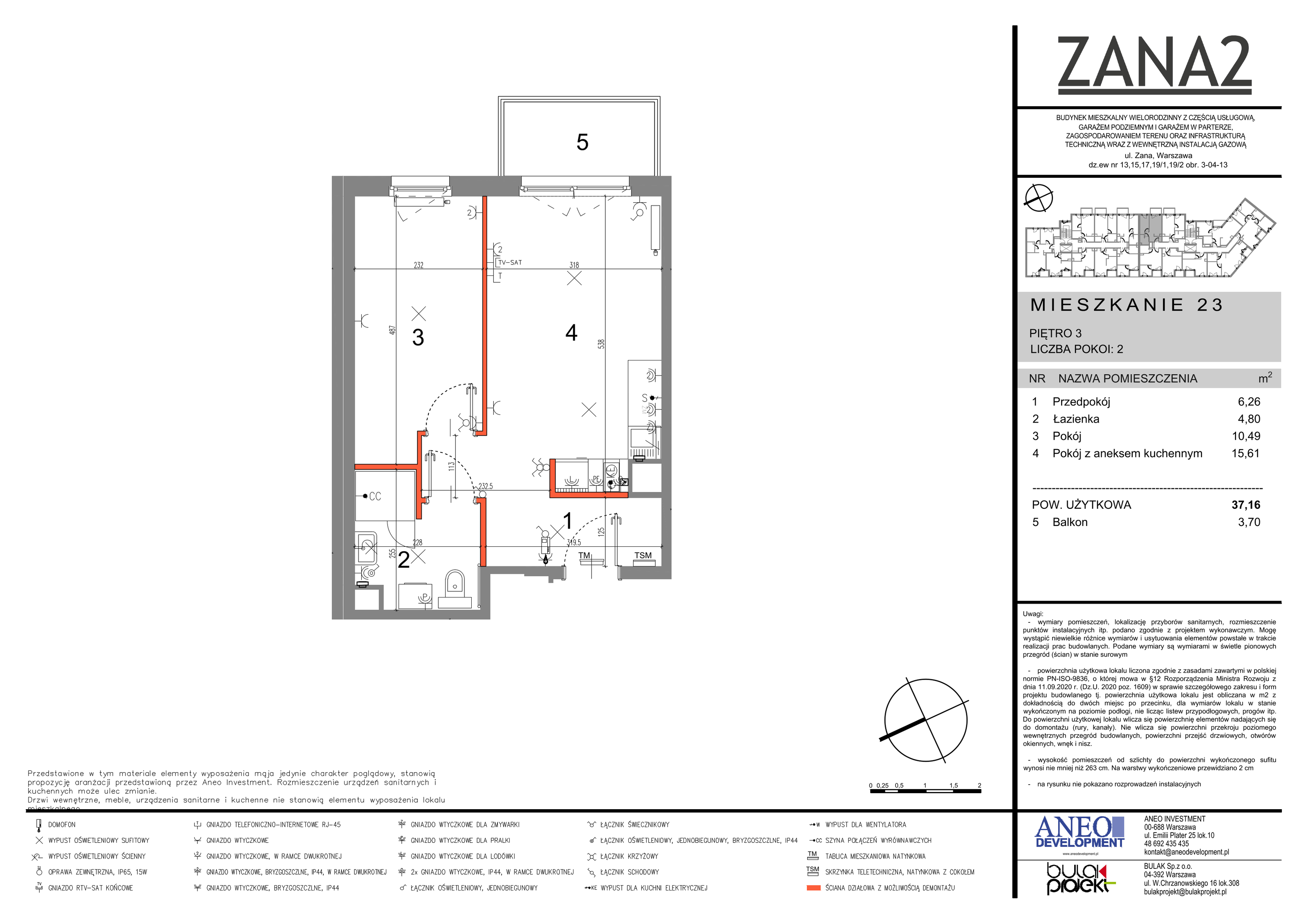 Mieszkanie 37,16 m², piętro 3, oferta nr 23, Zana 2, Warszawa, Praga Południe, Gocławek, ul. Tomasza Zana-idx