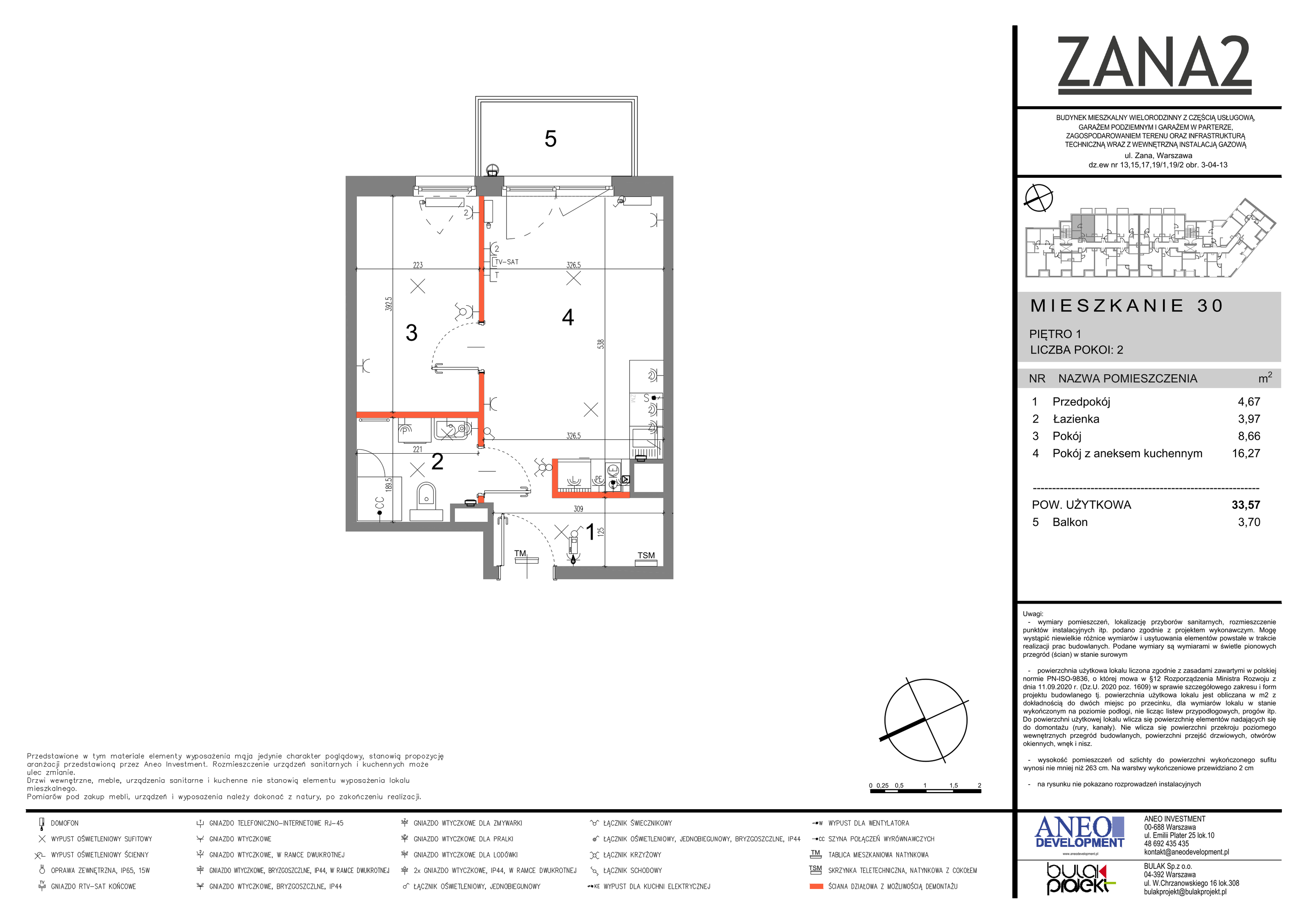 Mieszkanie 33,57 m², piętro 1, oferta nr 30, Zana 2, Warszawa, Praga Południe, Gocławek, ul. Tomasza Zana-idx