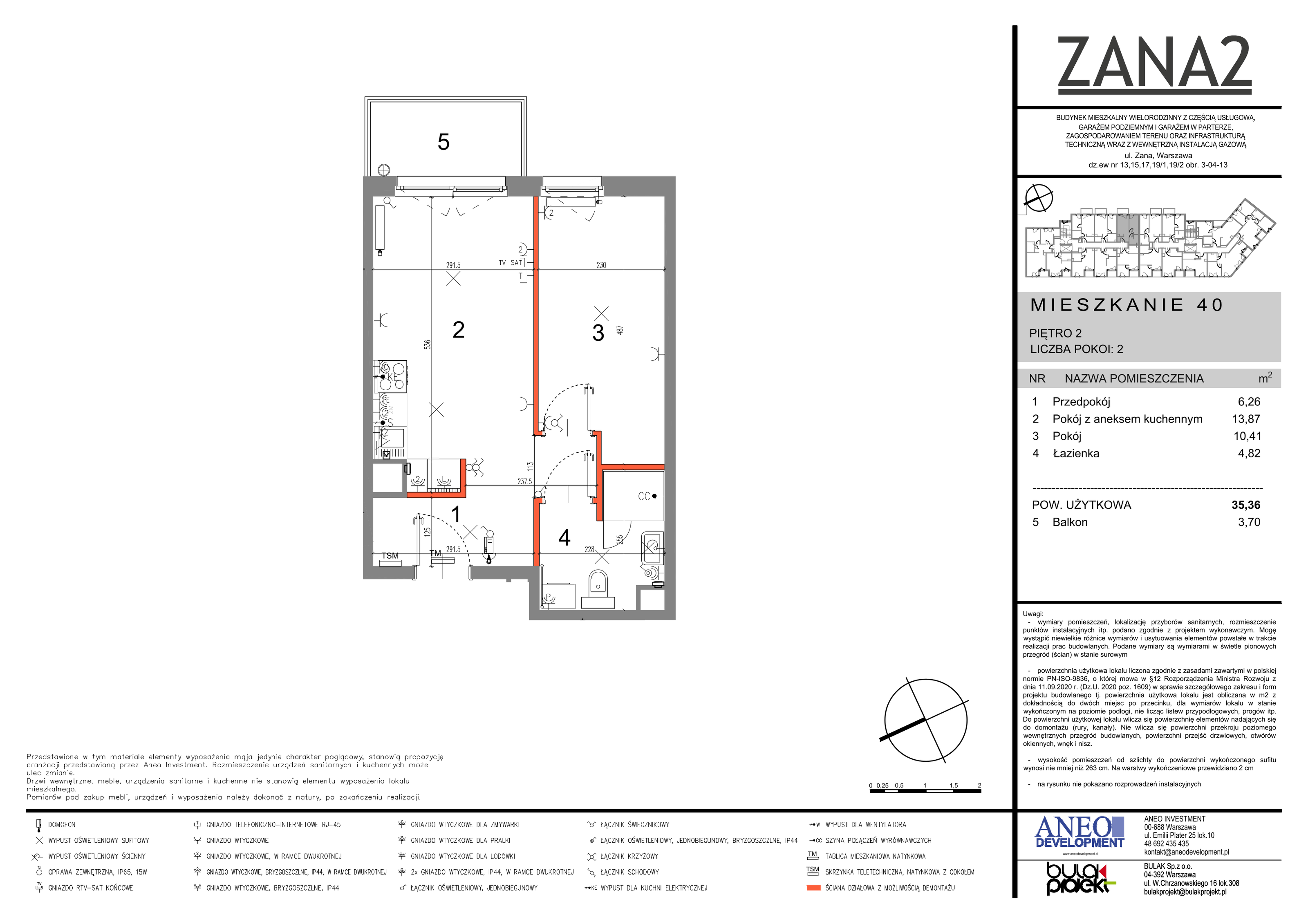 Mieszkanie 35,36 m², piętro 2, oferta nr 40, Zana 2, Warszawa, Praga Południe, Gocławek, ul. Tomasza Zana-idx