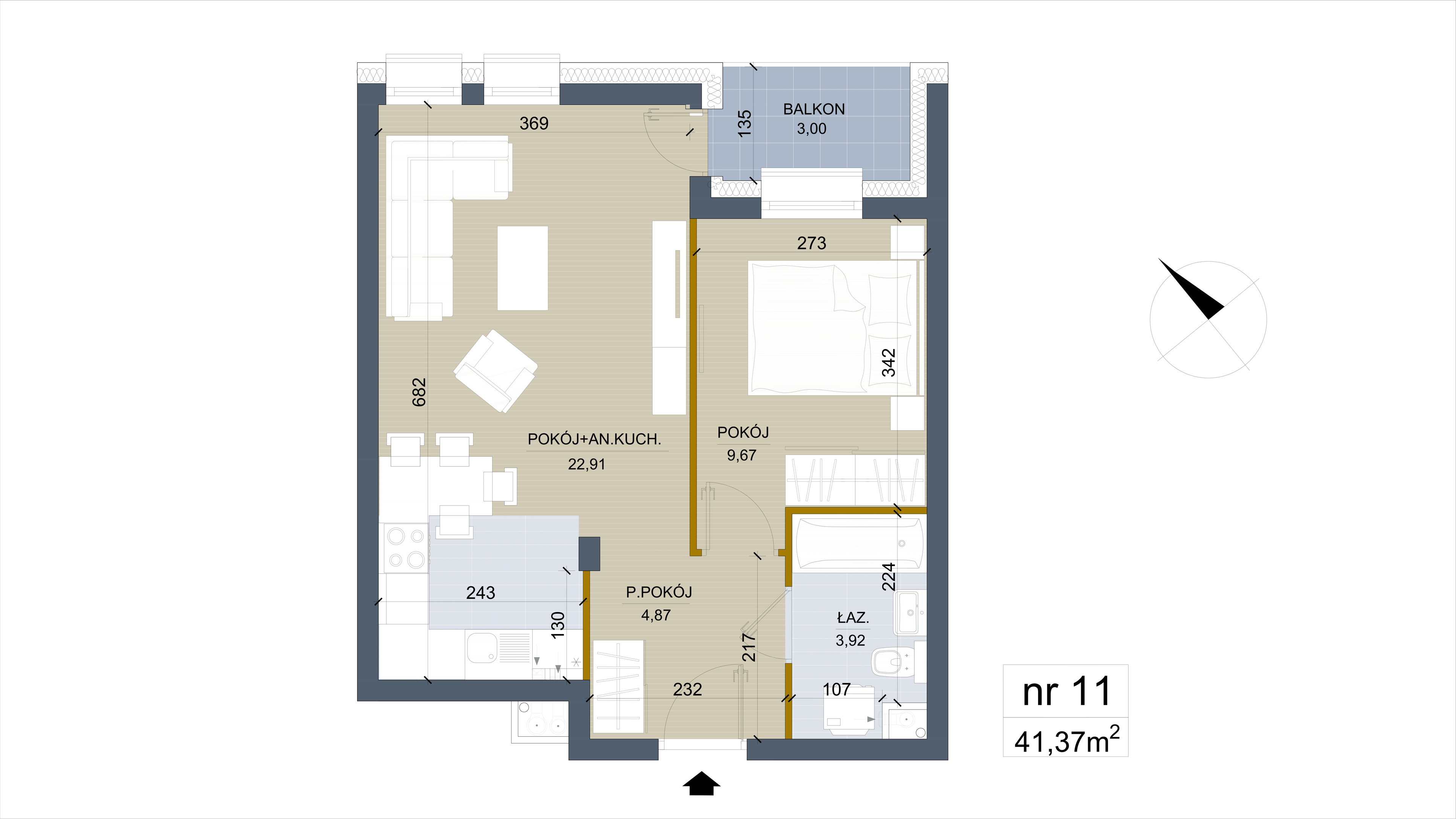 Apartament 41,37 m², piętro 1, oferta nr 11, Apartamenty Łąkowa, Białystok, Bojary, ul. Łąkowa 16-idx