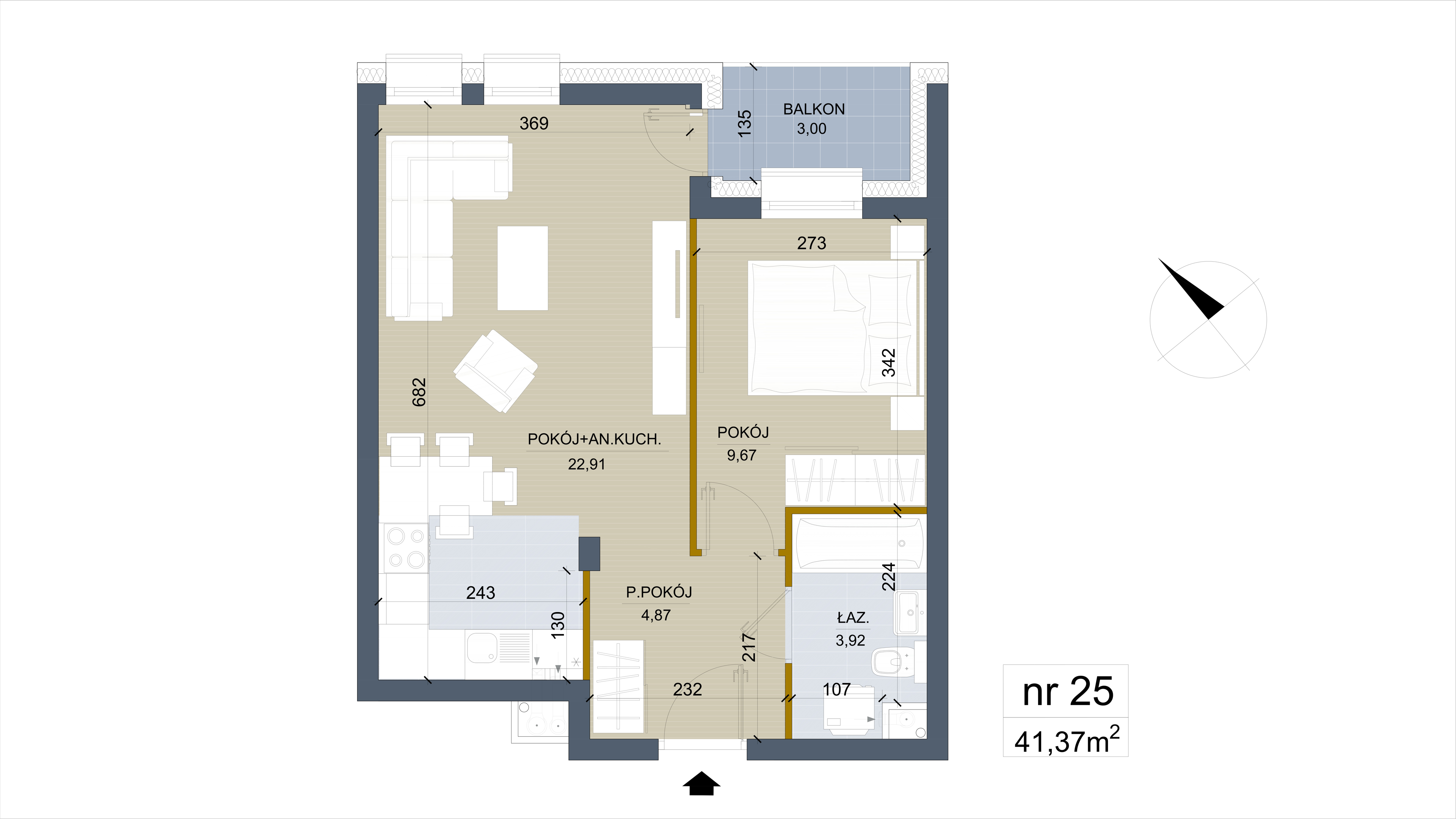 Apartament 41,37 m², piętro 3, oferta nr 25, Apartamenty Łąkowa, Białystok, Bojary, ul. Łąkowa 16-idx