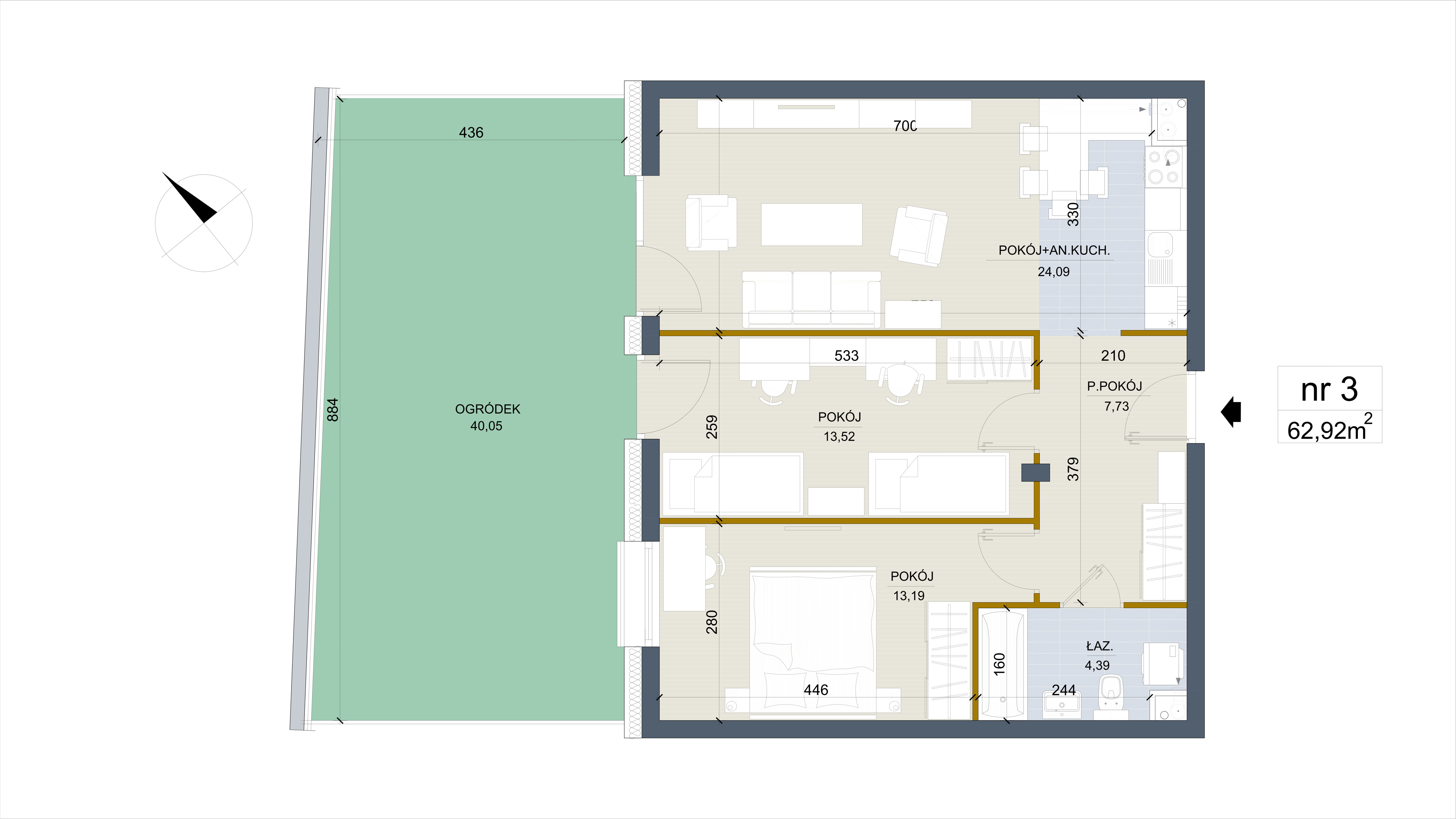 Apartament 62,92 m², parter, oferta nr 3, Apartamenty Łąkowa, Białystok, Bojary, ul. Łąkowa 16-idx