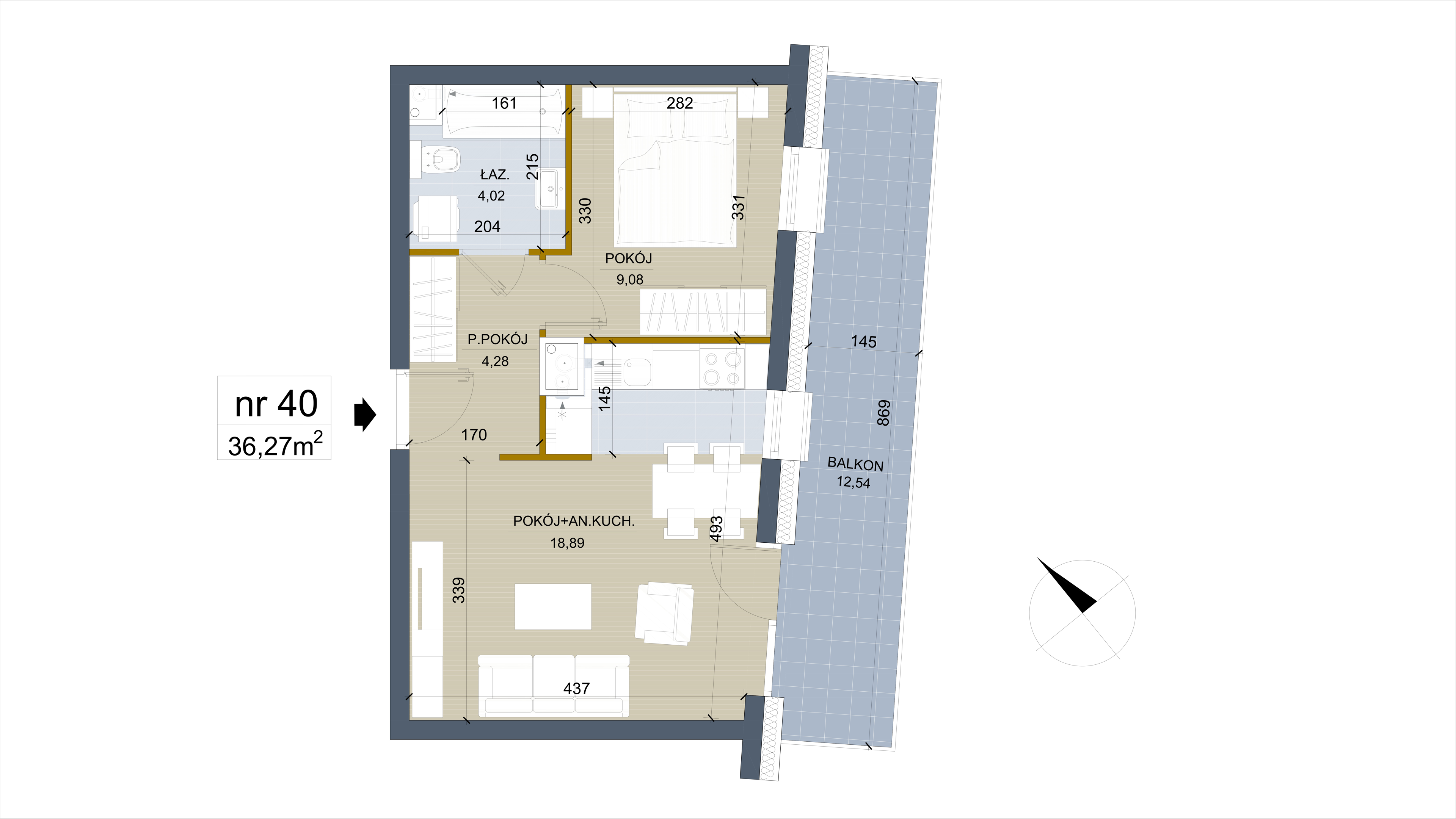 Apartament 36,27 m², piętro 1, oferta nr 40, Apartamenty Łąkowa, Białystok, Bojary, ul. Łąkowa 16-idx