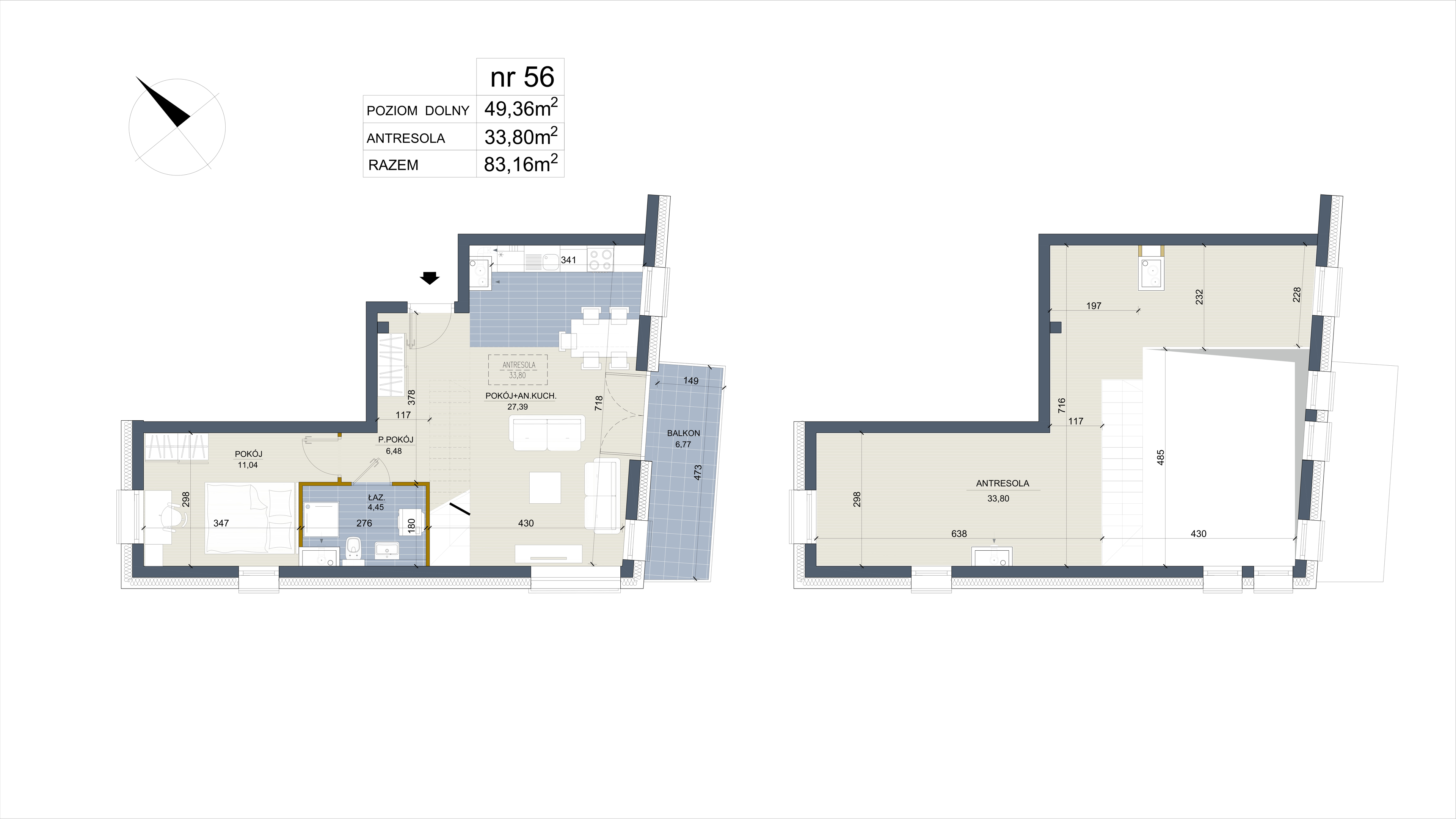 Apartament 49,36 m², piętro 4, oferta nr 56, Apartamenty Łąkowa, Białystok, Bojary, ul. Łąkowa 16-idx