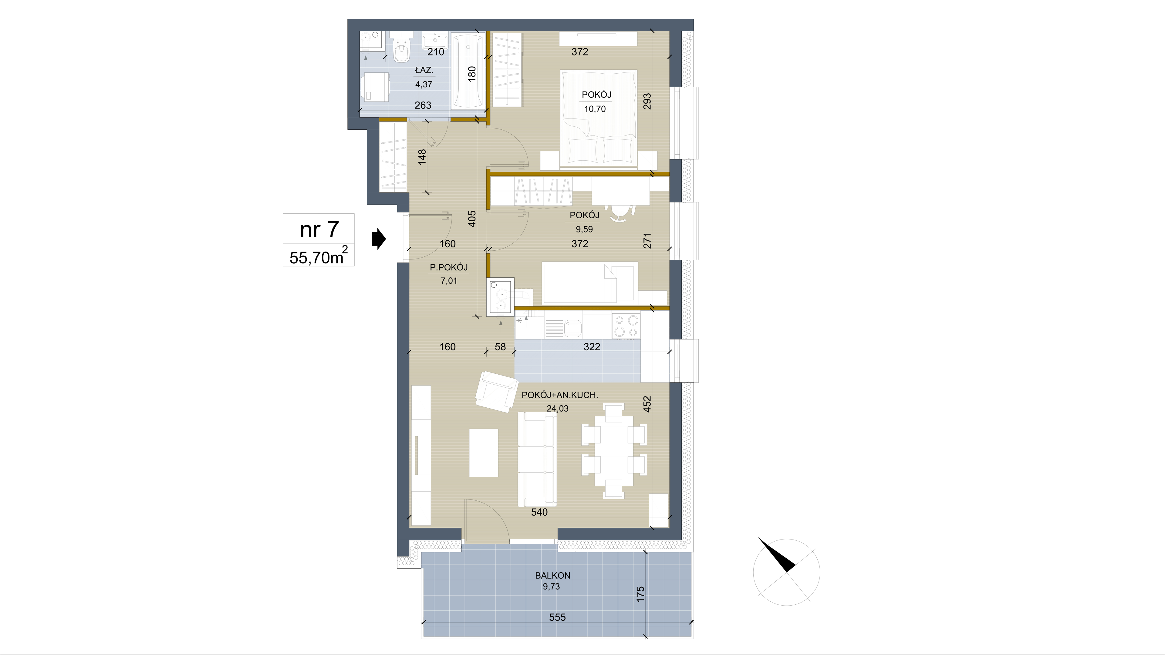 Apartament 55,70 m², piętro 1, oferta nr 7, Apartamenty Łąkowa, Białystok, Bojary, ul. Łąkowa 16-idx