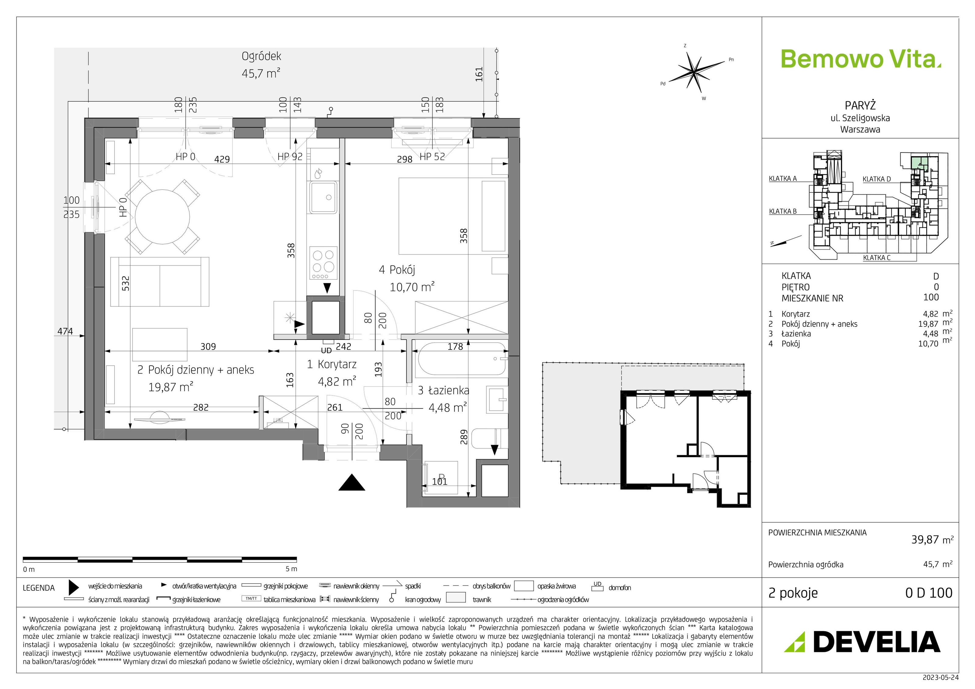 Mieszkanie 39,87 m², parter, oferta nr B3/0/D100, Bemowo Vita, Warszawa, Bemowo, Chrzanów, ul. Szeligowska 59-idx