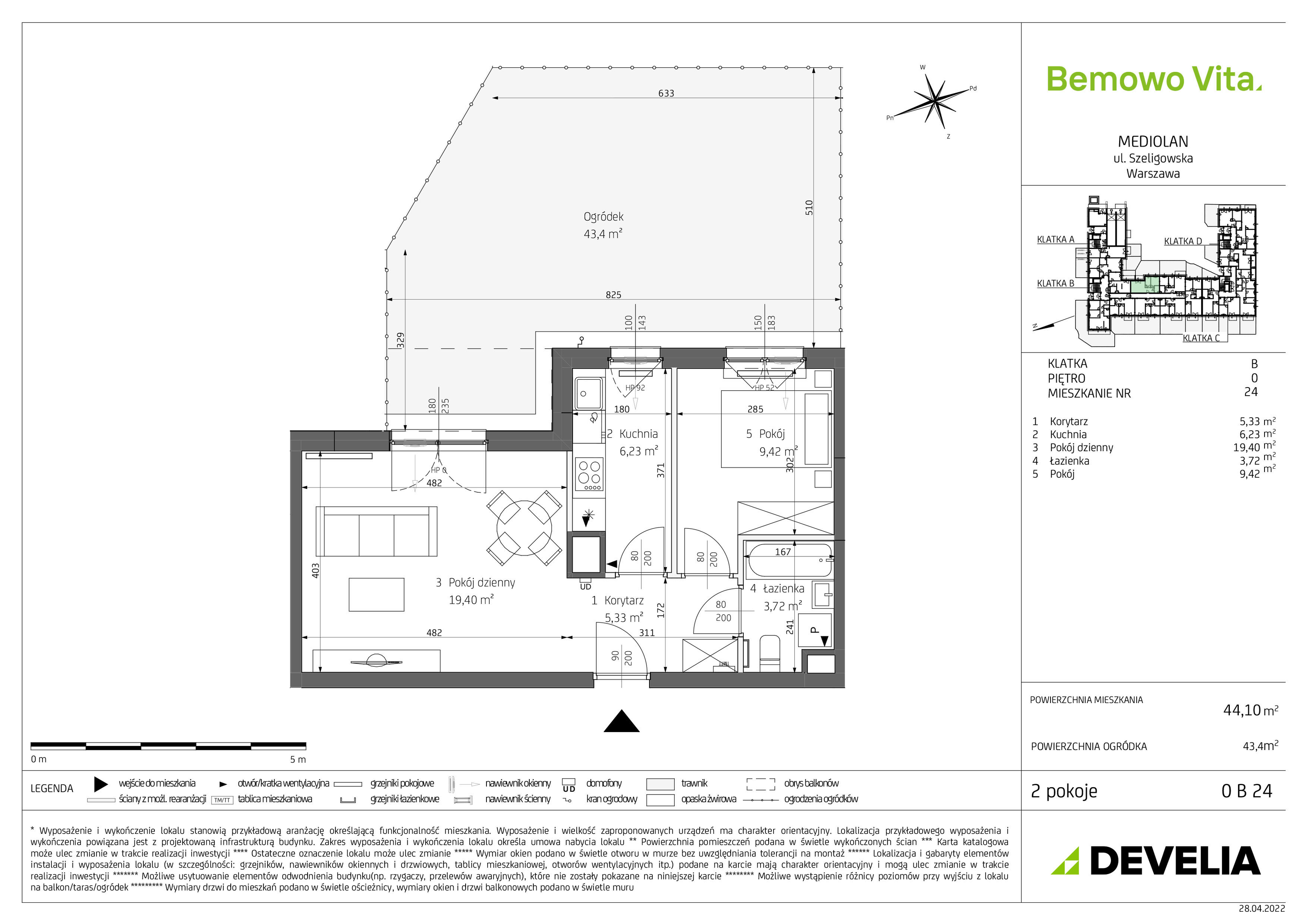 Mieszkanie 44,10 m², parter, oferta nr B4/0/B24, Bemowo Vita, Warszawa, Bemowo, Chrzanów, ul. Szeligowska 59-idx