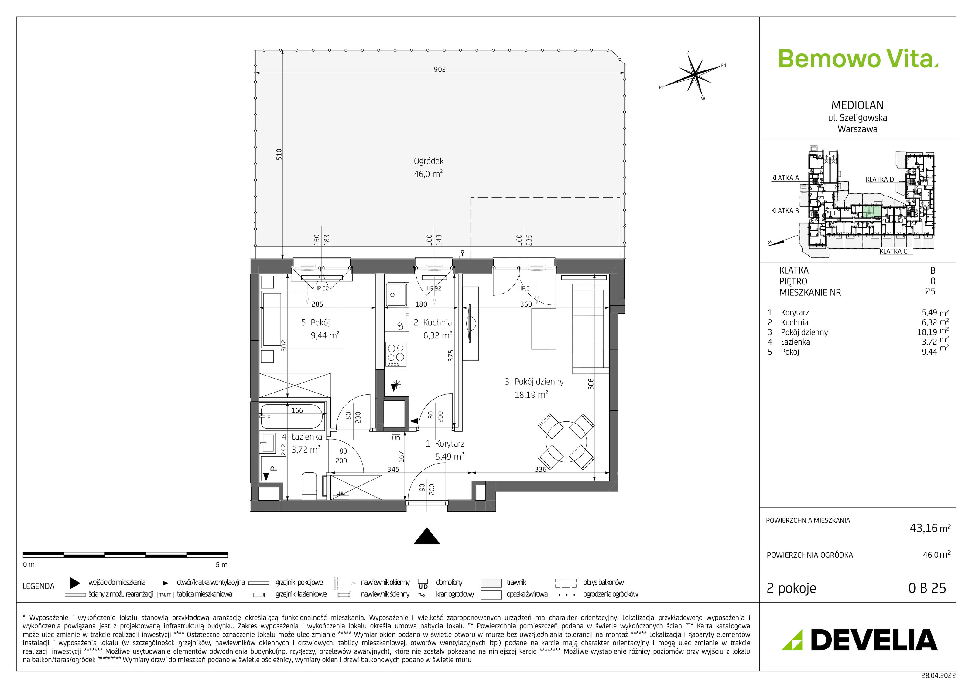 Mieszkanie 43,16 m², parter, oferta nr B4/0/B25, Bemowo Vita, Warszawa, Bemowo, Chrzanów, ul. Szeligowska 59-idx