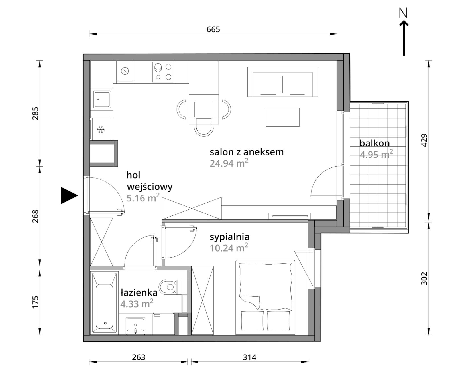 Mieszkanie 44,67 m², piętro 1, oferta nr A/100, Aleje Praskie etap III, Warszawa, Praga Południe, Kamionek, ul. Podskarbińska 32/34-idx