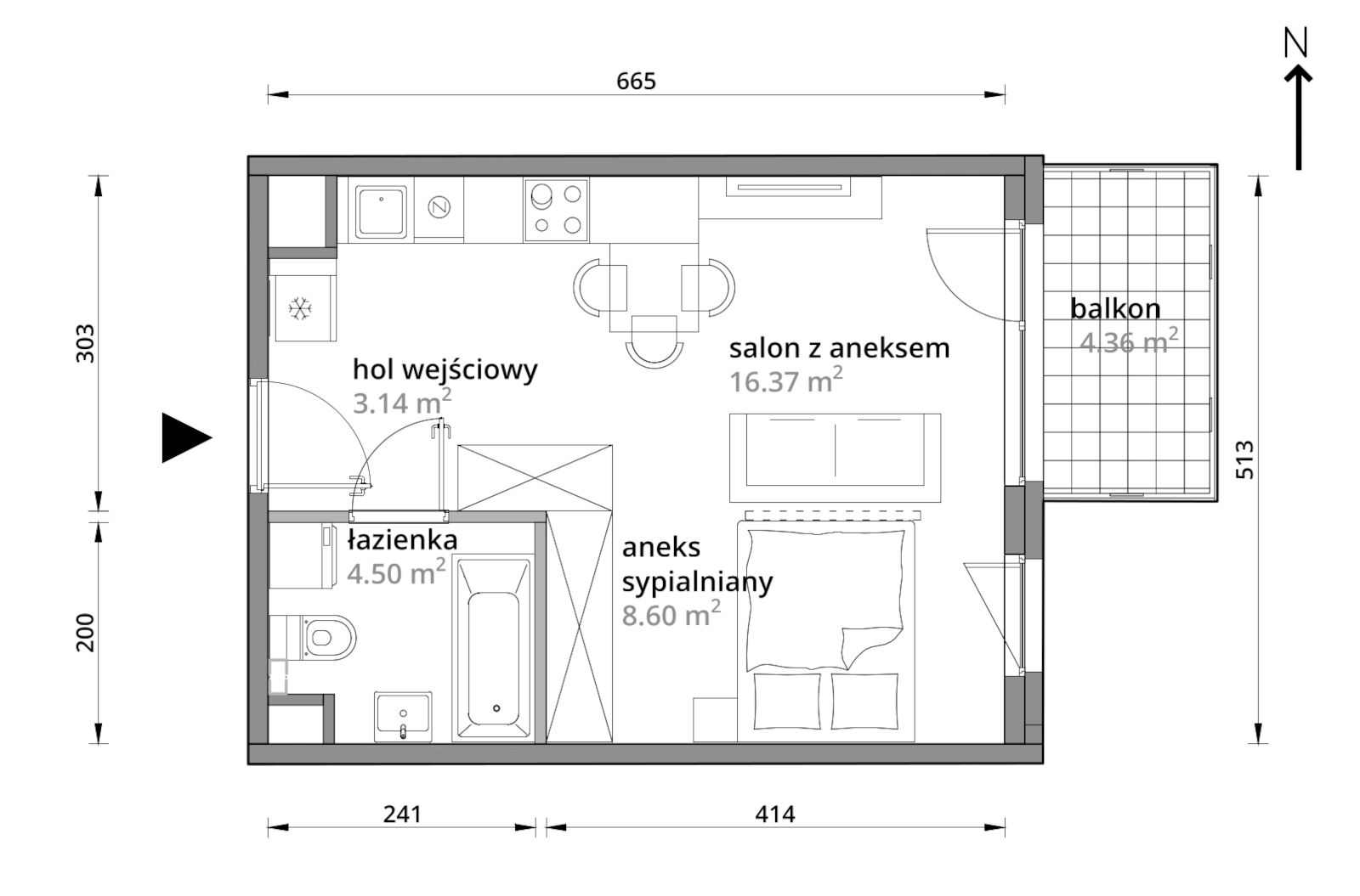 Mieszkanie 32,61 m², piętro 2, oferta nr A/109, Aleje Praskie etap III, Warszawa, Praga Południe, Kamionek, ul. Podskarbińska 32/34-idx