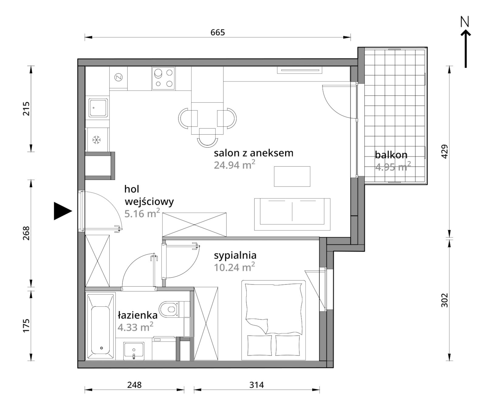 Mieszkanie 44,67 m², piętro 2, oferta nr A/112, Aleje Praskie etap III, Warszawa, Praga Południe, Kamionek, ul. Podskarbińska 32/34-idx