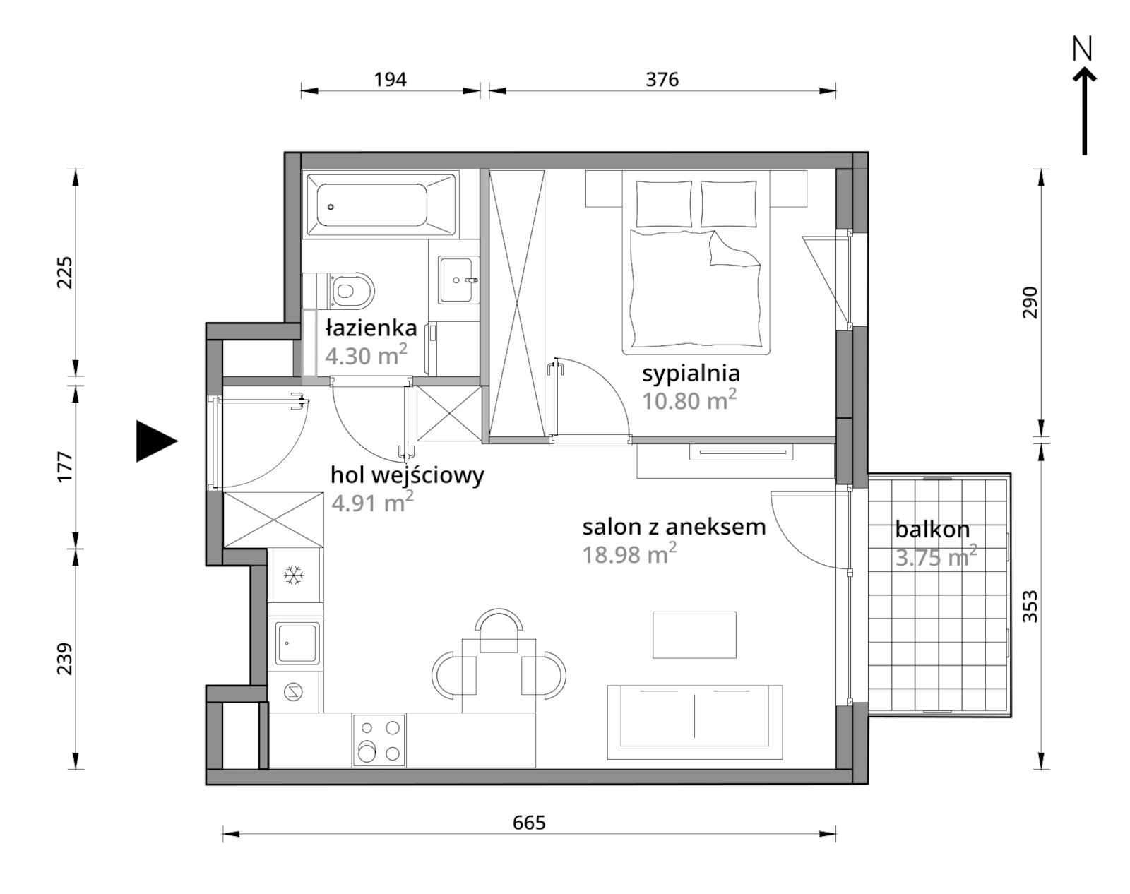 Mieszkanie 38,99 m², piętro 3, oferta nr A/119, Aleje Praskie etap III, Warszawa, Praga Południe, Kamionek, ul. Podskarbińska 32/34-idx