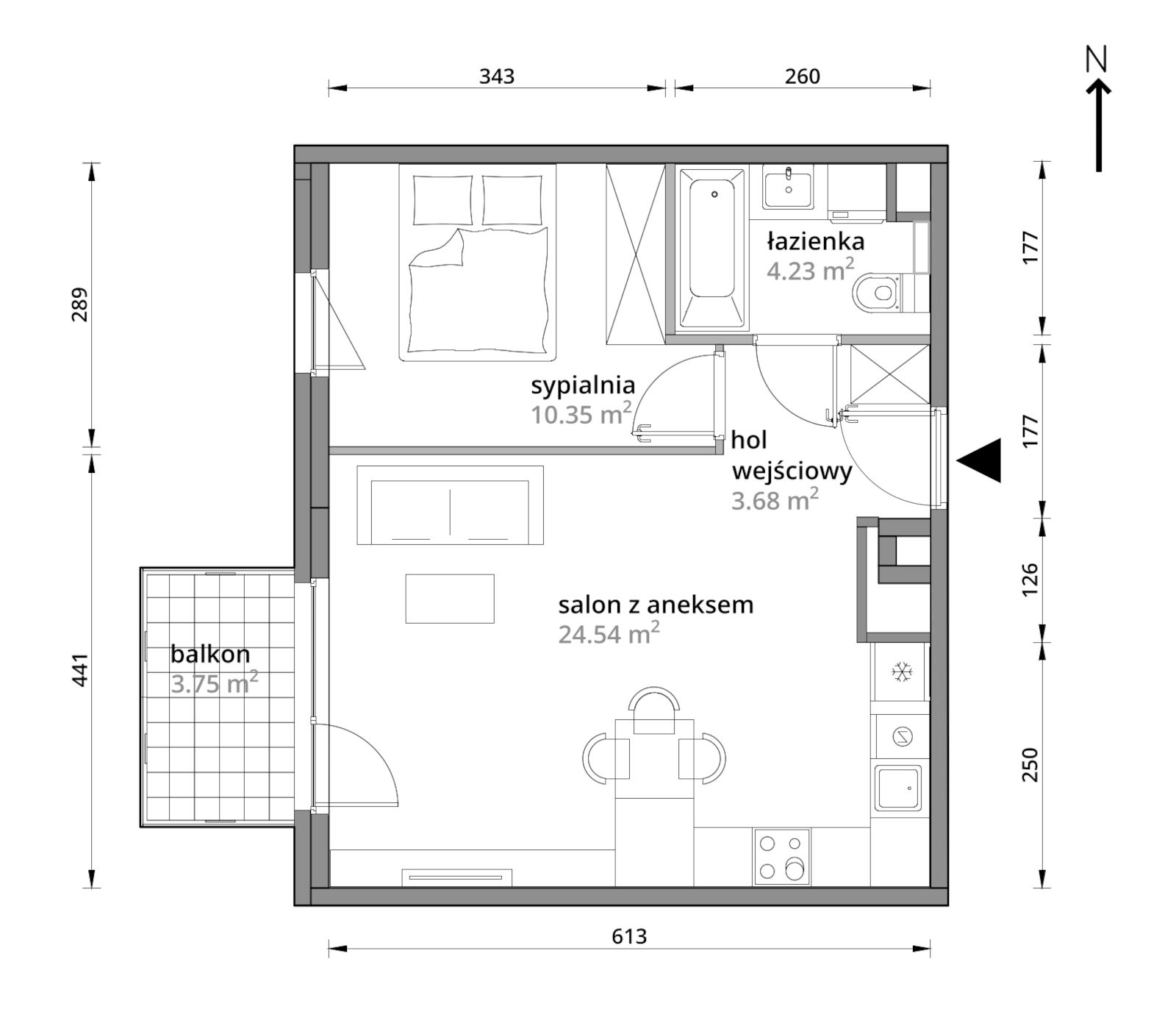 Mieszkanie 42,80 m², piętro 3, oferta nr A/126, Aleje Praskie etap III, Warszawa, Praga Południe, Kamionek, ul. Podskarbińska 32/34-idx