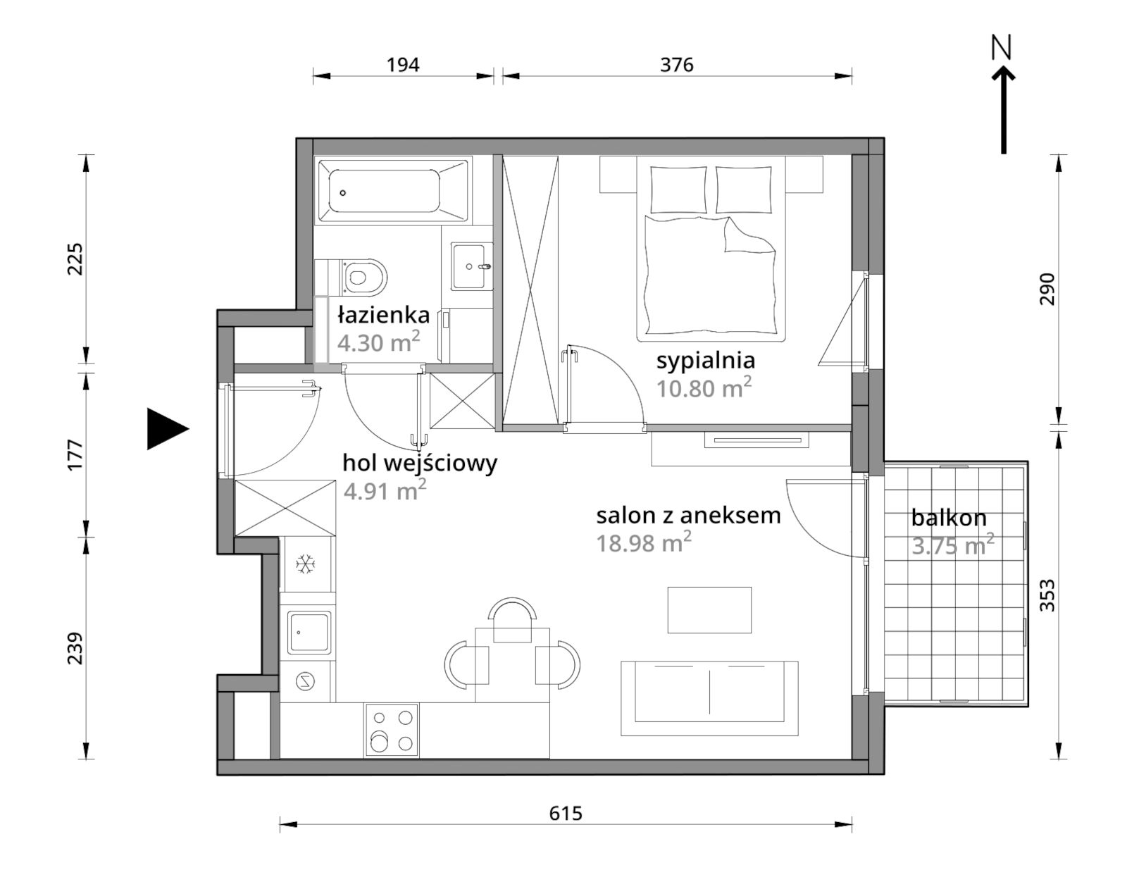 Mieszkanie 38,99 m², piętro 4, oferta nr A/131, Aleje Praskie etap III, Warszawa, Praga Południe, Kamionek, ul. Podskarbińska 32/34-idx