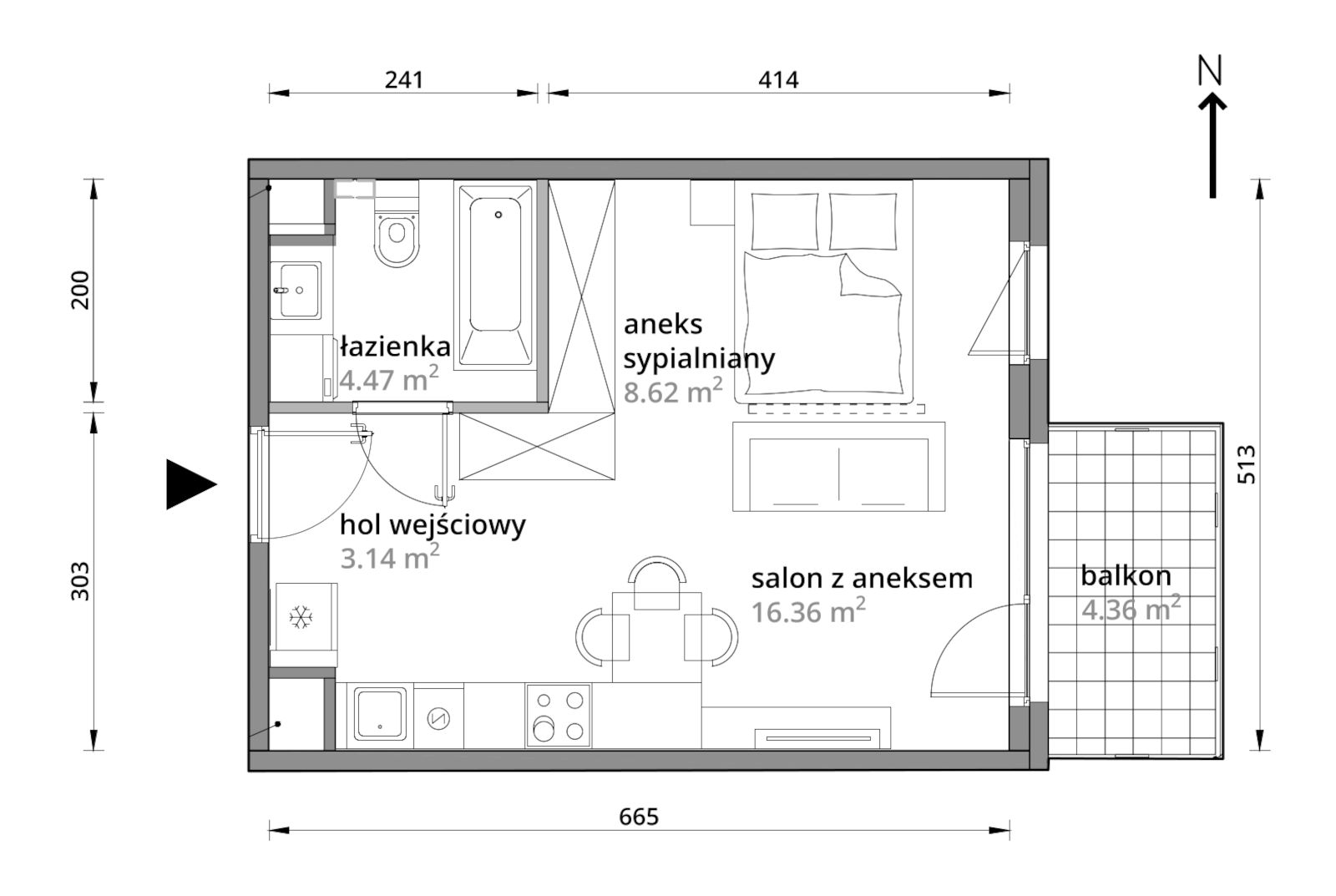 Mieszkanie 32,59 m², piętro 4, oferta nr A/132, Aleje Praskie etap III, Warszawa, Praga Południe, Kamionek, ul. Podskarbińska 32/34-idx