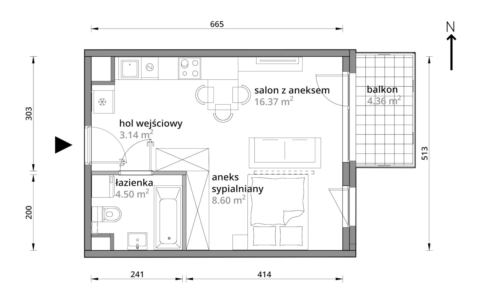 Mieszkanie 32,61 m², piętro 4, oferta nr A/133, Aleje Praskie etap III, Warszawa, Praga Południe, Kamionek, ul. Podskarbińska 32/34-idx