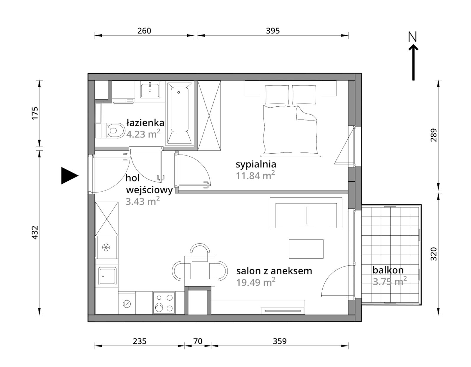 Mieszkanie 38,99 m², piętro 4, oferta nr A/135, Aleje Praskie etap III, Warszawa, Praga Południe, Kamionek, ul. Podskarbińska 32/34-idx