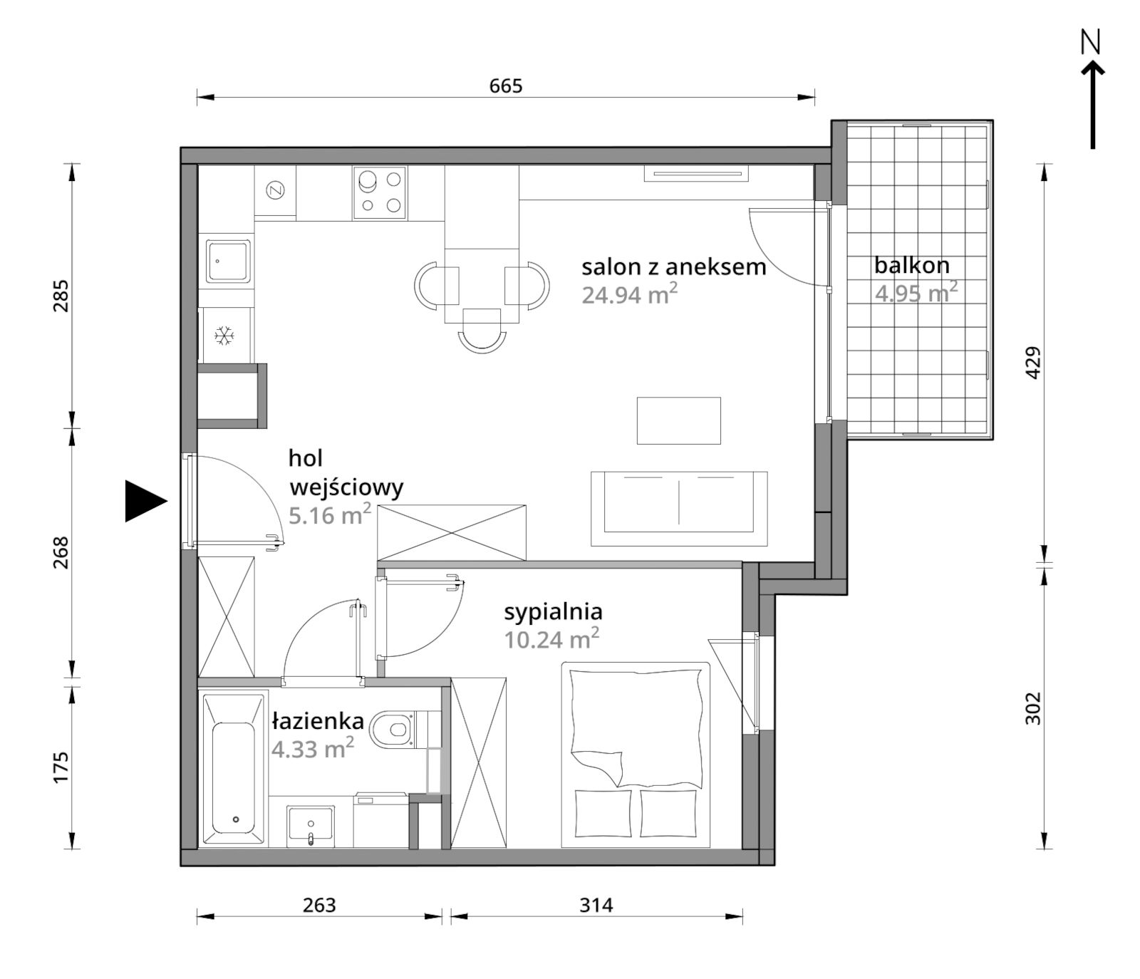 Mieszkanie 44,67 m², piętro 4, oferta nr A/136, Aleje Praskie etap III, Warszawa, Praga Południe, Kamionek, ul. Podskarbińska 32/34-idx