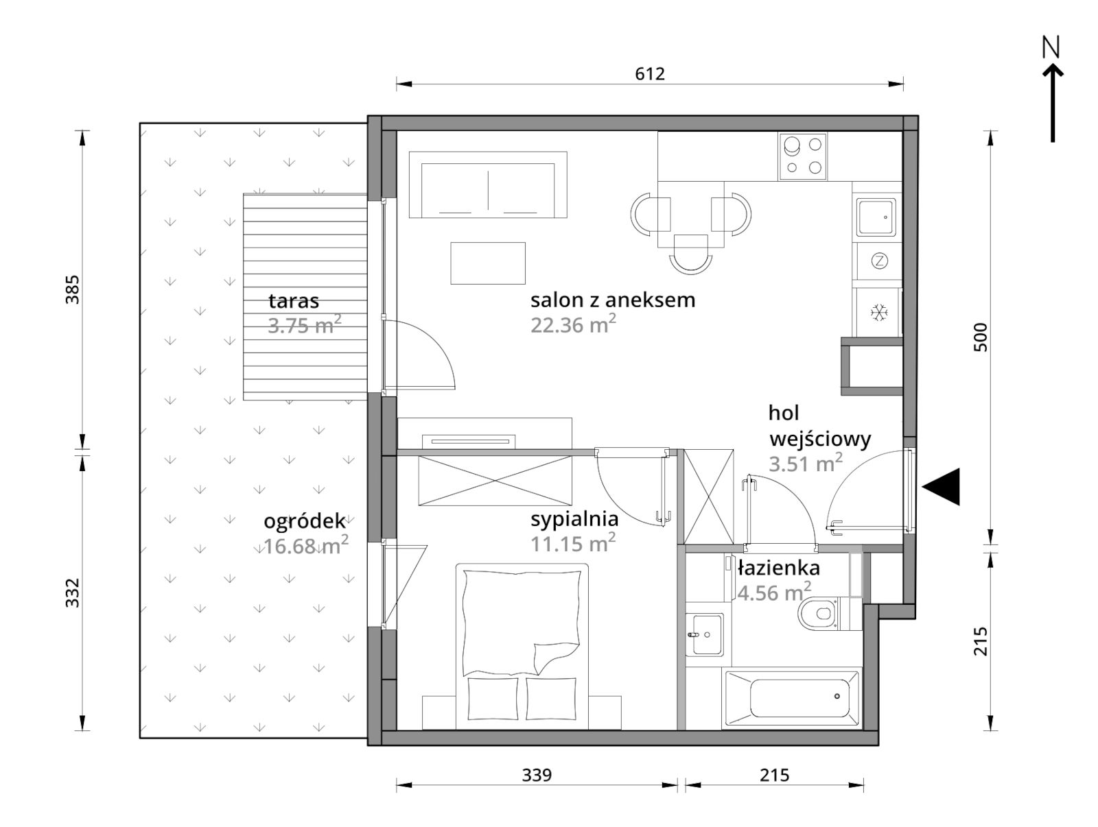 Mieszkanie 41,58 m², parter, oferta nr A/023, Aleje Praskie etap III, Warszawa, Praga Południe, Kamionek, ul. Podskarbińska 32/34-idx