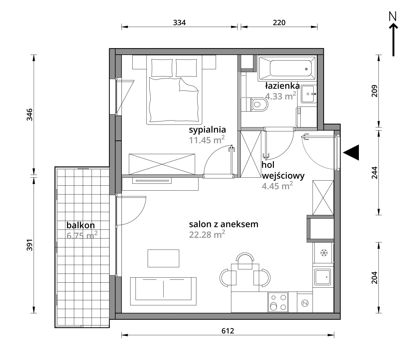 Mieszkanie 42,51 m², piętro 1, oferta nr A/030, Aleje Praskie etap III, Warszawa, Praga Południe, Kamionek, ul. Podskarbińska 32/34-idx