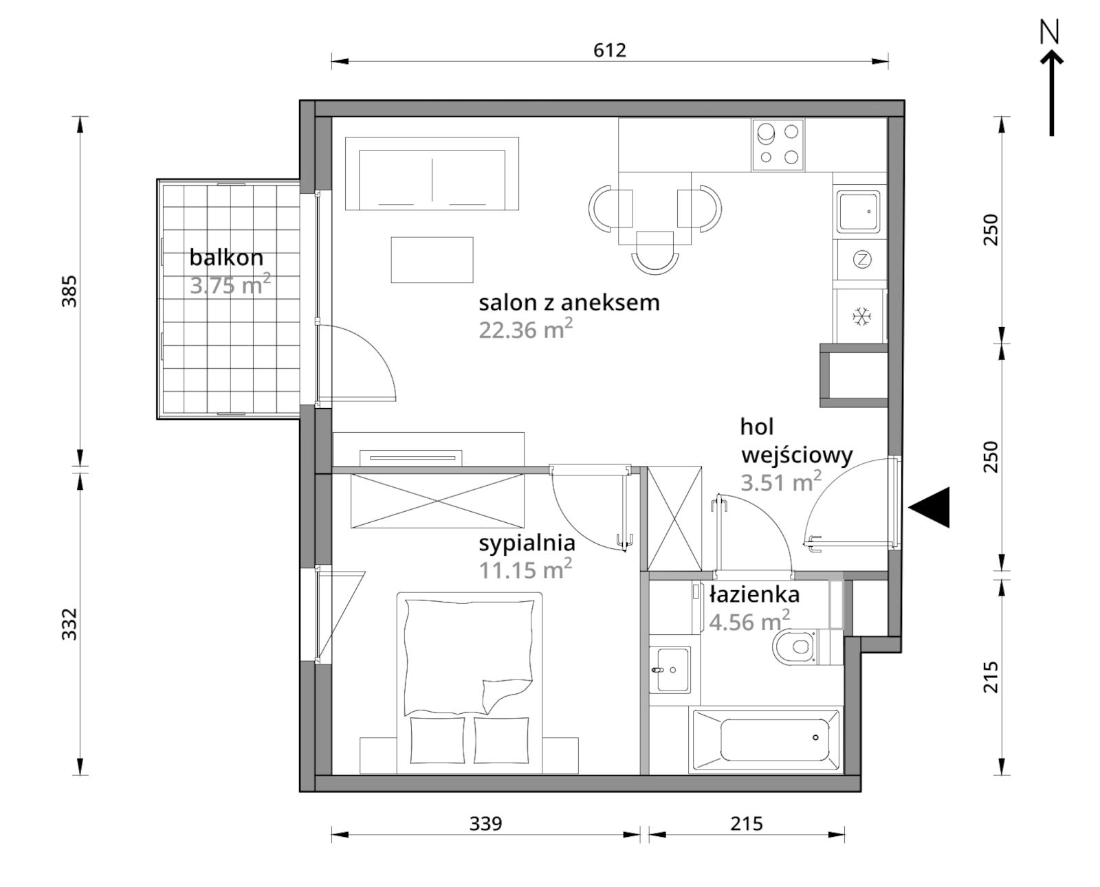 Mieszkanie 41,58 m², piętro 2, oferta nr A/039, Aleje Praskie etap III, Warszawa, Praga Południe, Kamionek, ul. Podskarbińska 32/34-idx