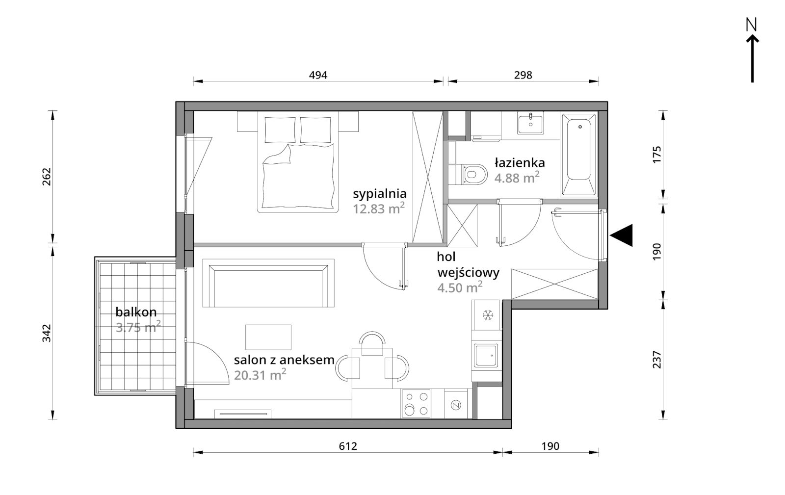 Mieszkanie 42,52 m², piętro 3, oferta nr A/048, Aleje Praskie etap III, Warszawa, Praga Południe, Kamionek, ul. Podskarbińska 32/34-idx