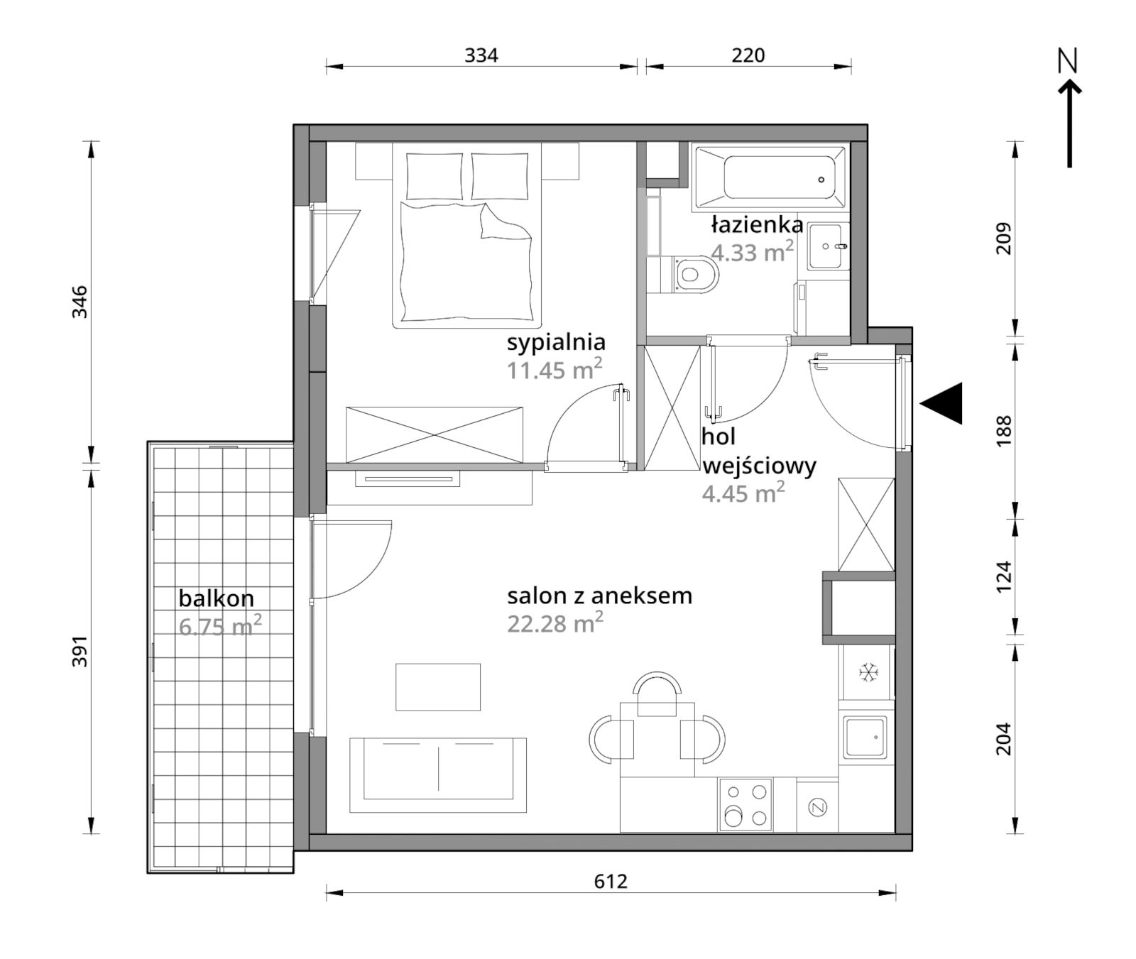 Mieszkanie 42,51 m², piętro 4, oferta nr A/054, Aleje Praskie etap III, Warszawa, Praga Południe, Kamionek, ul. Podskarbińska 32/34-idx