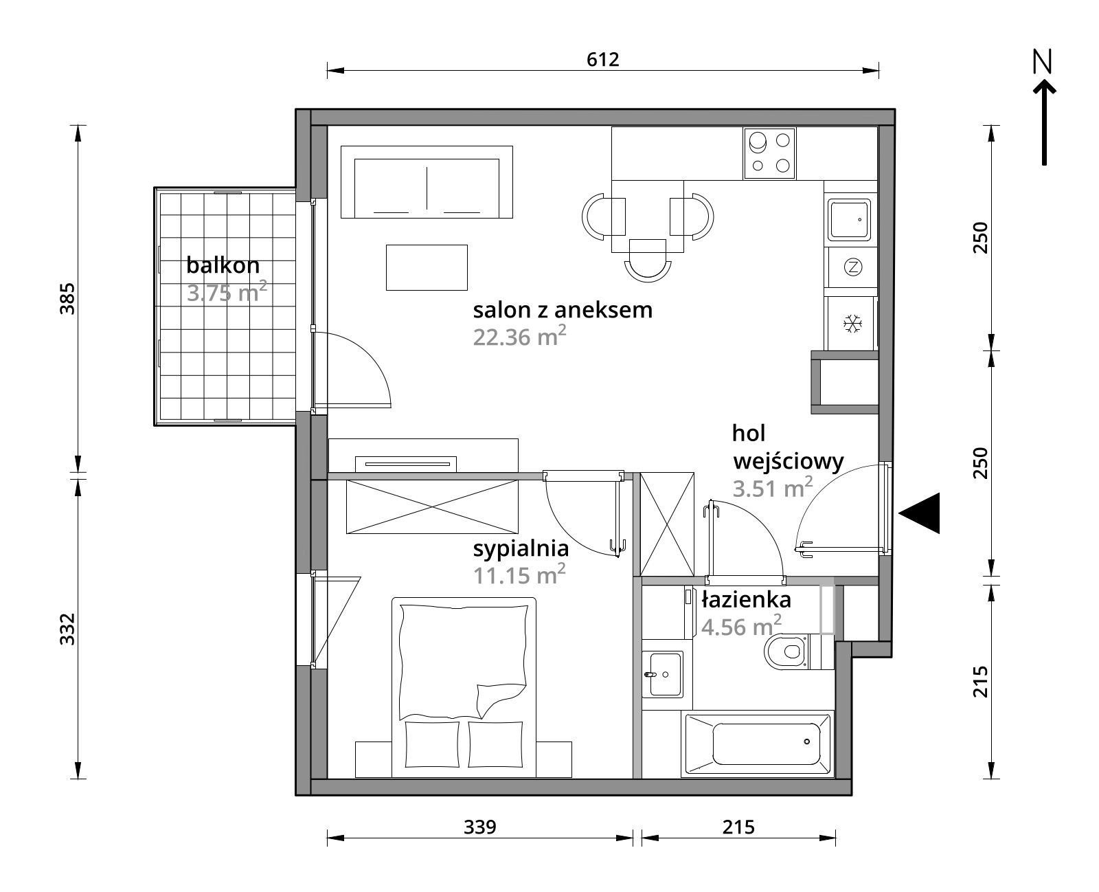 Mieszkanie 41,58 m², piętro 4, oferta nr A/055, Aleje Praskie etap III, Warszawa, Praga Południe, Kamionek, ul. Podskarbińska 32/34-idx