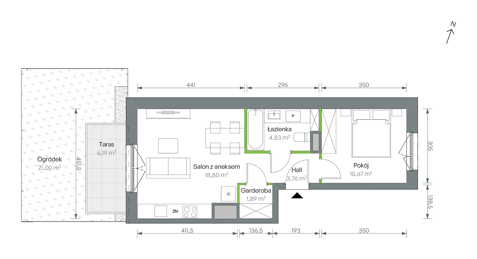 Mieszkanie 39,95 m², parter, oferta nr 2/B/2/21, Oliwska Vita etap II, Warszawa, Targówek, Bródno, ul. Oliwska 11-idx