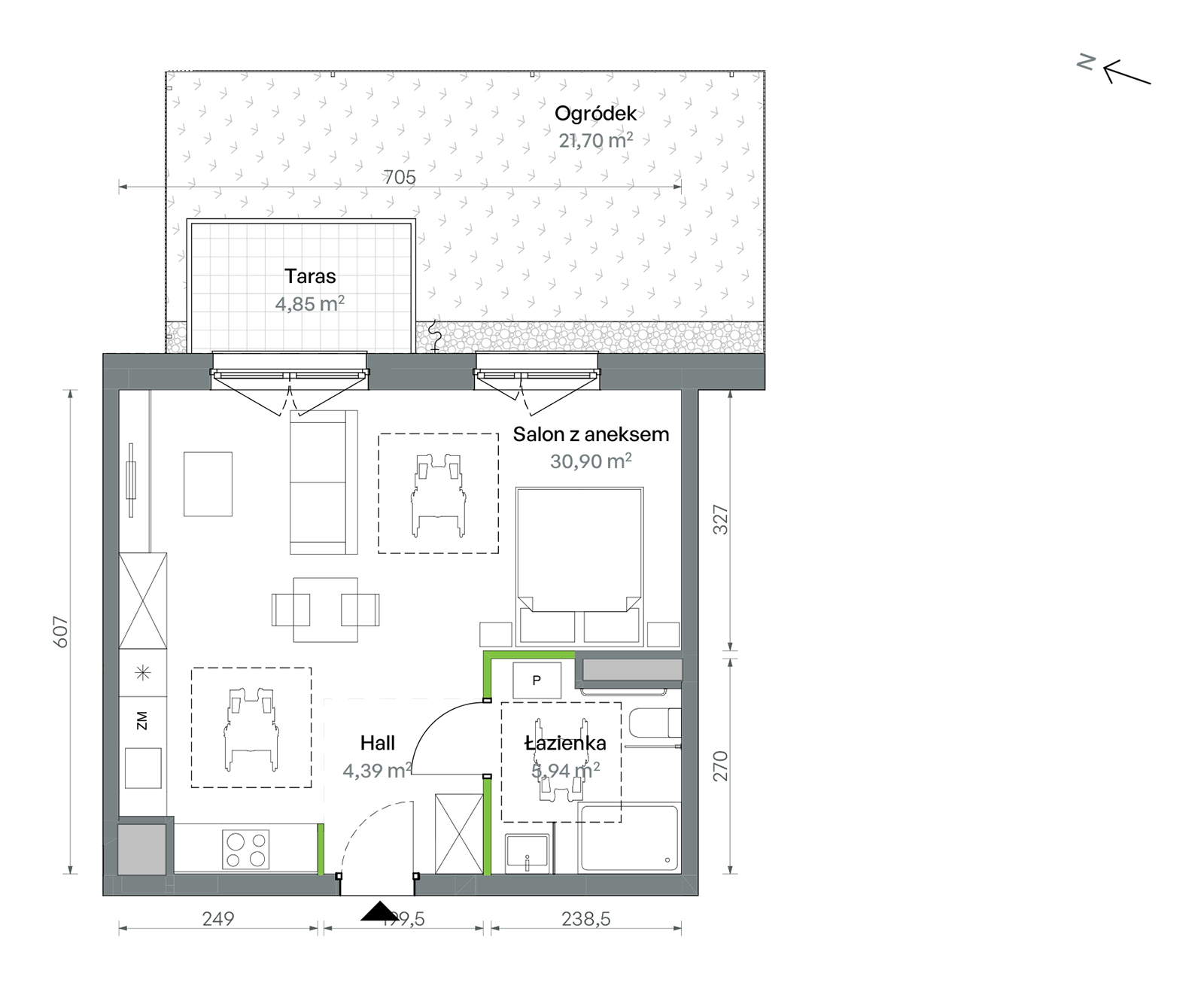 Mieszkanie 41,23 m², parter, oferta nr 1/A/2/28, Oliwska Vita etap II, Warszawa, Targówek, Bródno, ul. Oliwska 11-idx