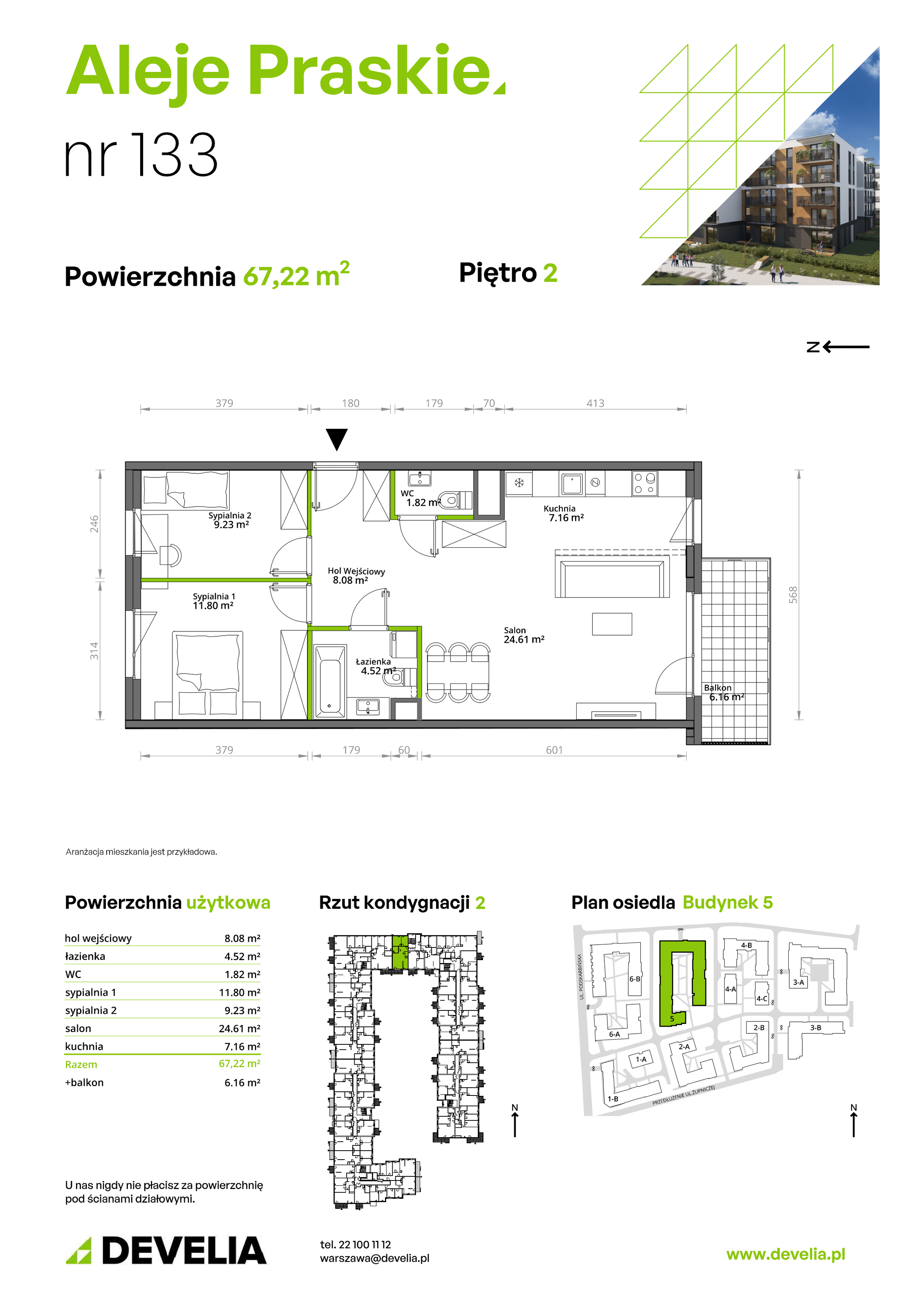 Mieszkanie 67,22 m², piętro 2, oferta nr 133/5, Aleje Praskie, Warszawa, Praga Południe, Kamionek, ul. Podskarbińska 32/34-idx