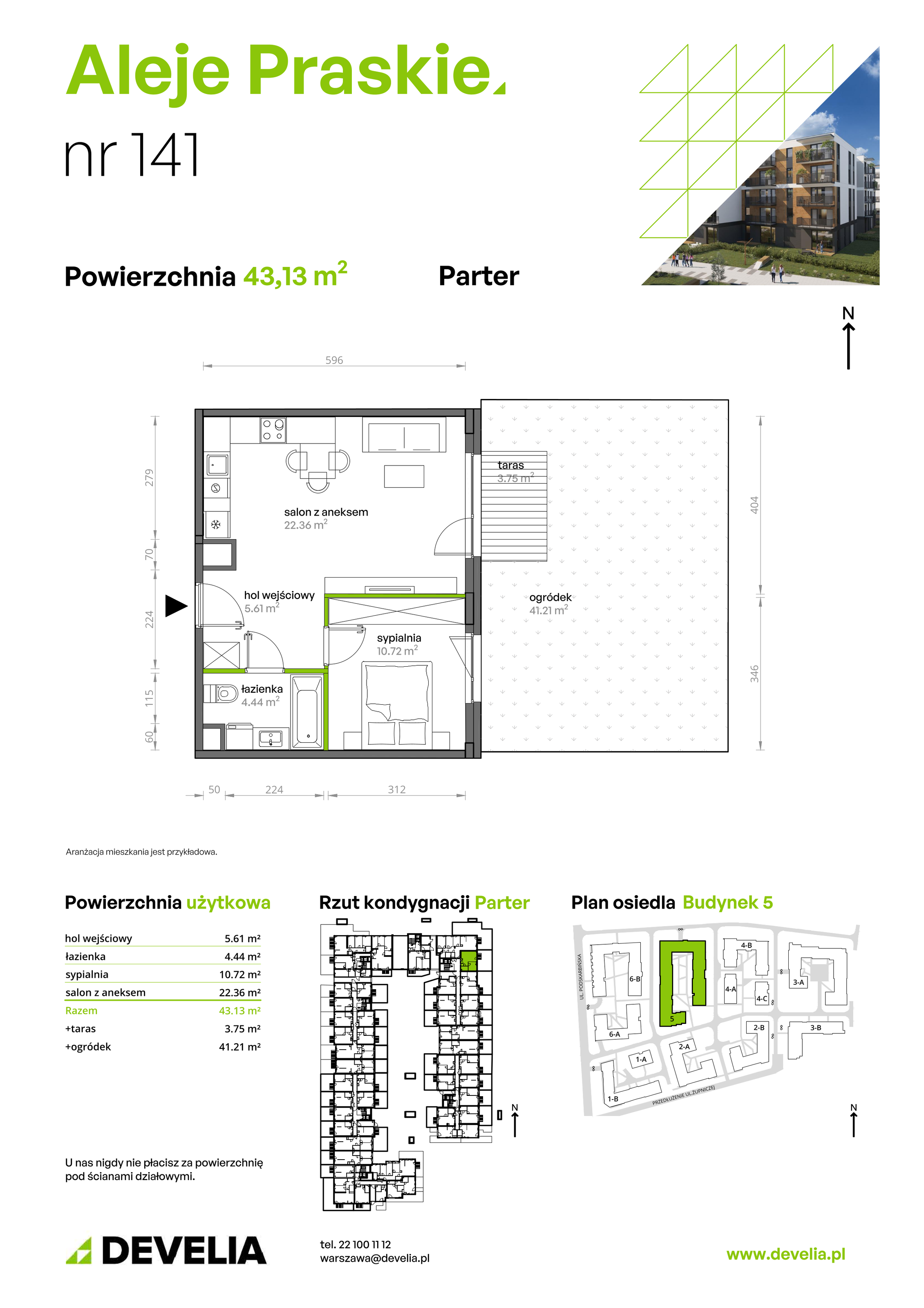 Mieszkanie 43,13 m², parter, oferta nr 141/5, Aleje Praskie, Warszawa, Praga Południe, Kamionek, ul. Podskarbińska 32/34-idx