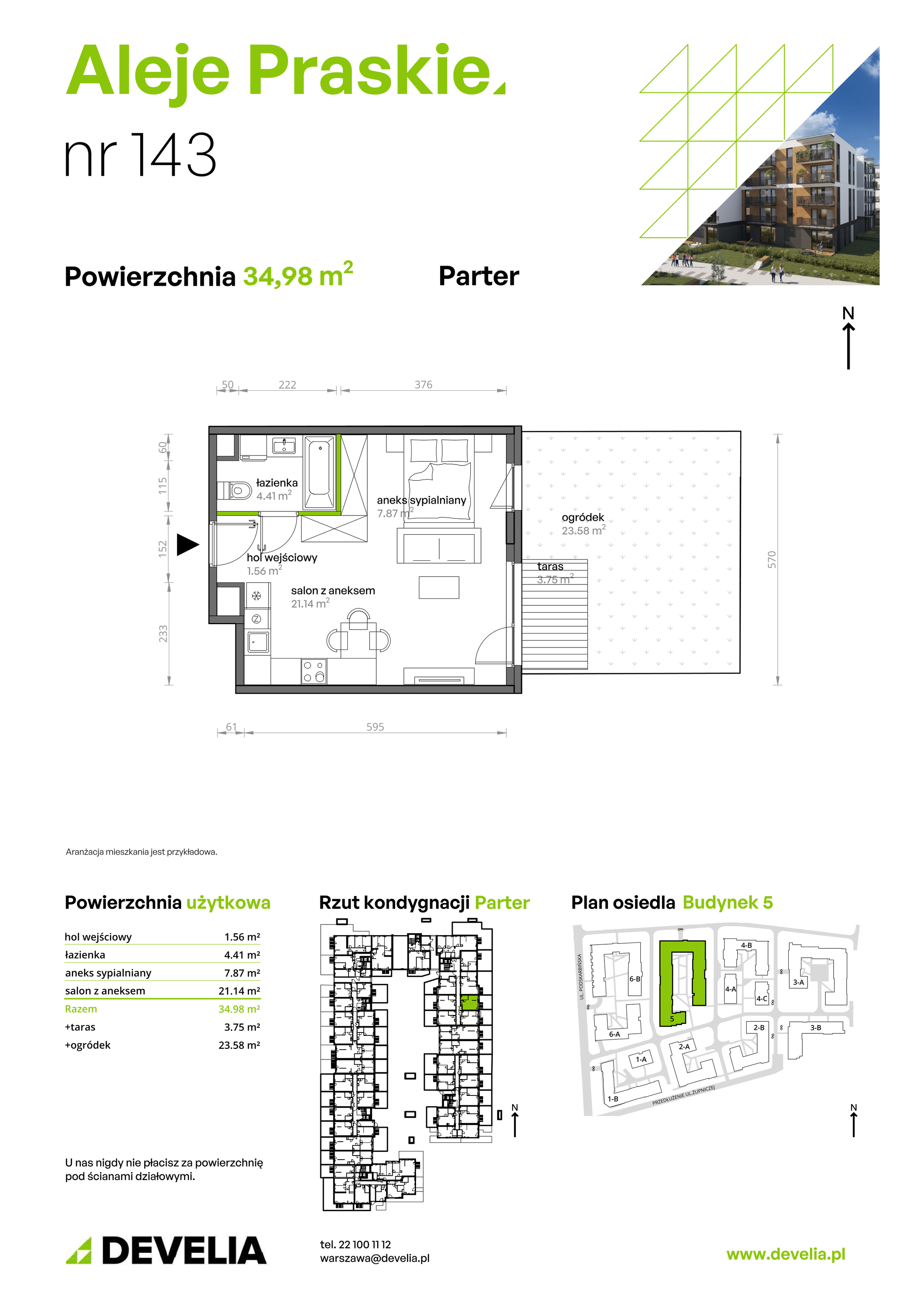 Mieszkanie 34,98 m², parter, oferta nr 143/5, Aleje Praskie, Warszawa, Praga Południe, Kamionek, ul. Podskarbińska 32/34-idx