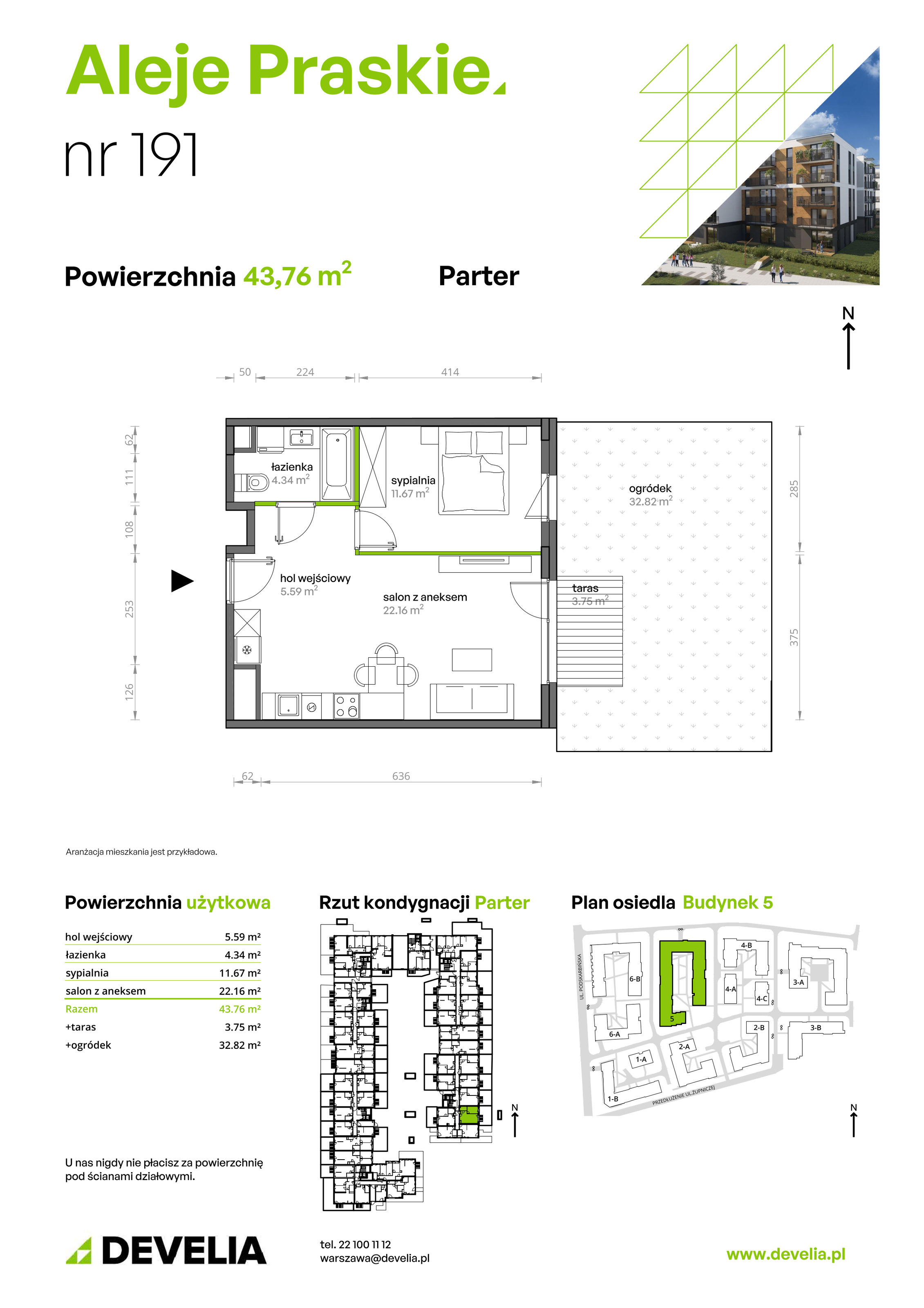 Mieszkanie 43,76 m², parter, oferta nr 191/5, Aleje Praskie, Warszawa, Praga Południe, Kamionek, ul. Podskarbińska 32/34-idx