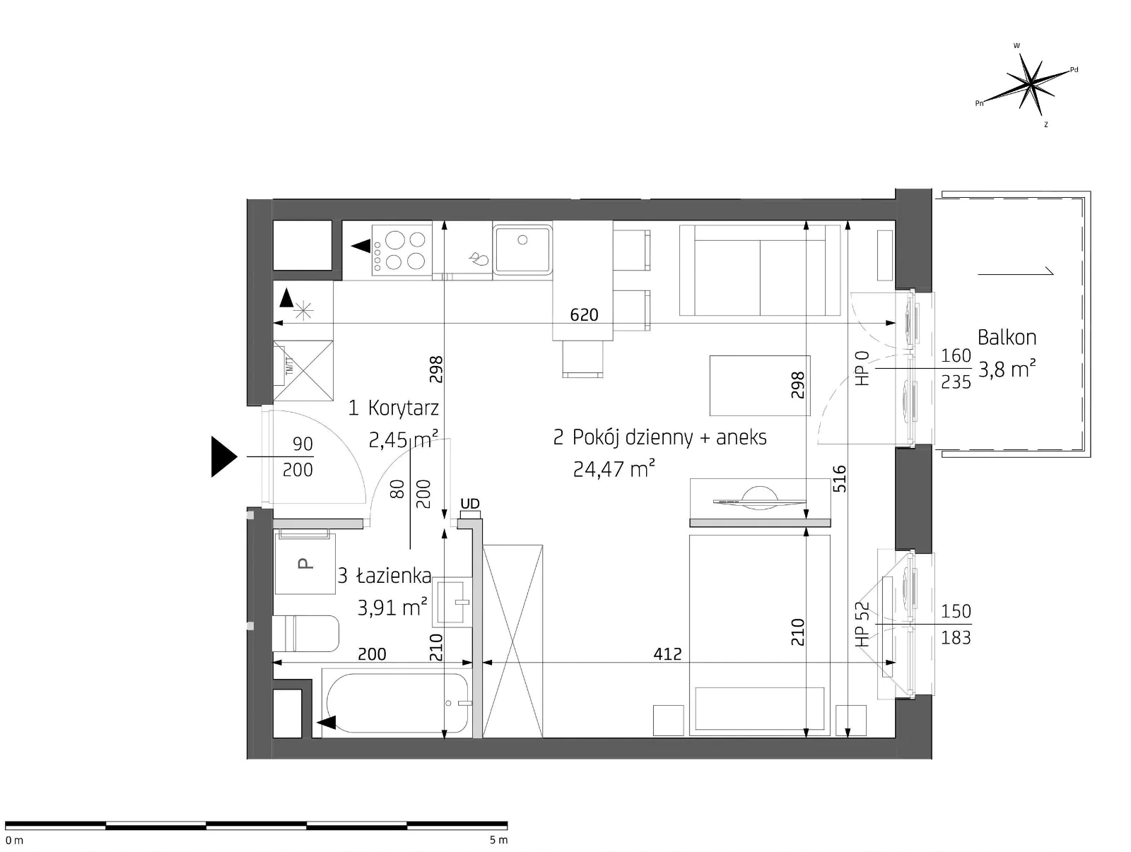 Mieszkanie 30,83 m², piętro 5, oferta nr B3/5/A20, Bemowo Vita, Warszawa, Bemowo, Chrzanów, ul. Szeligowska 59-idx