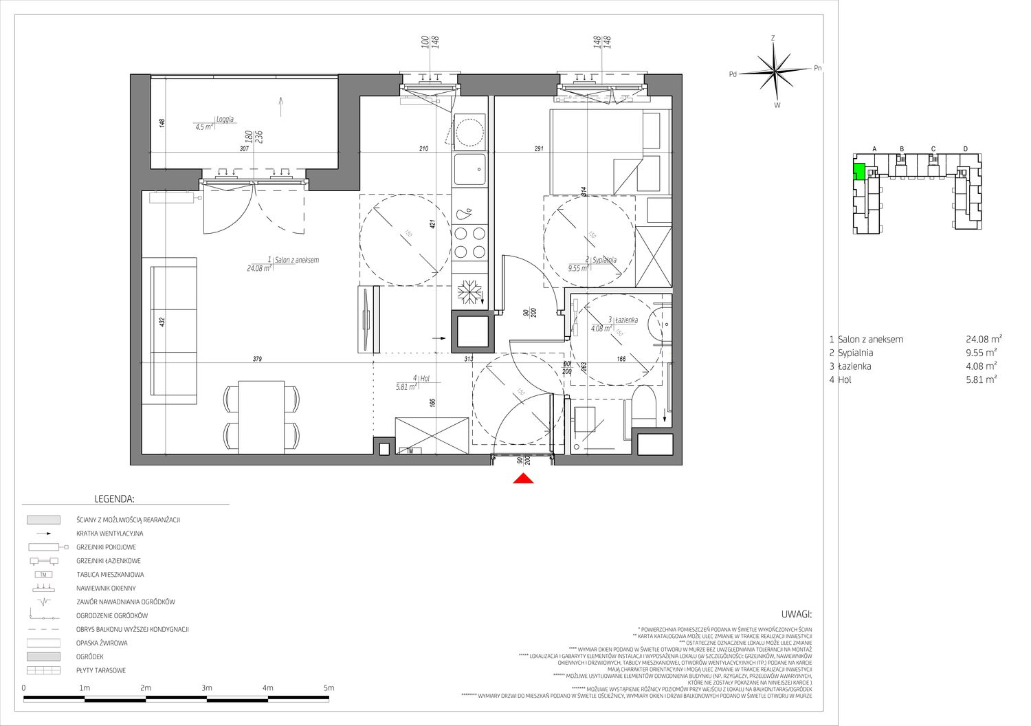 Mieszkanie 43,52 m², piętro 5, oferta nr C/052/M, City Vibe, Kraków, Podgórze, Płaszów, ul. Myśliwska-idx