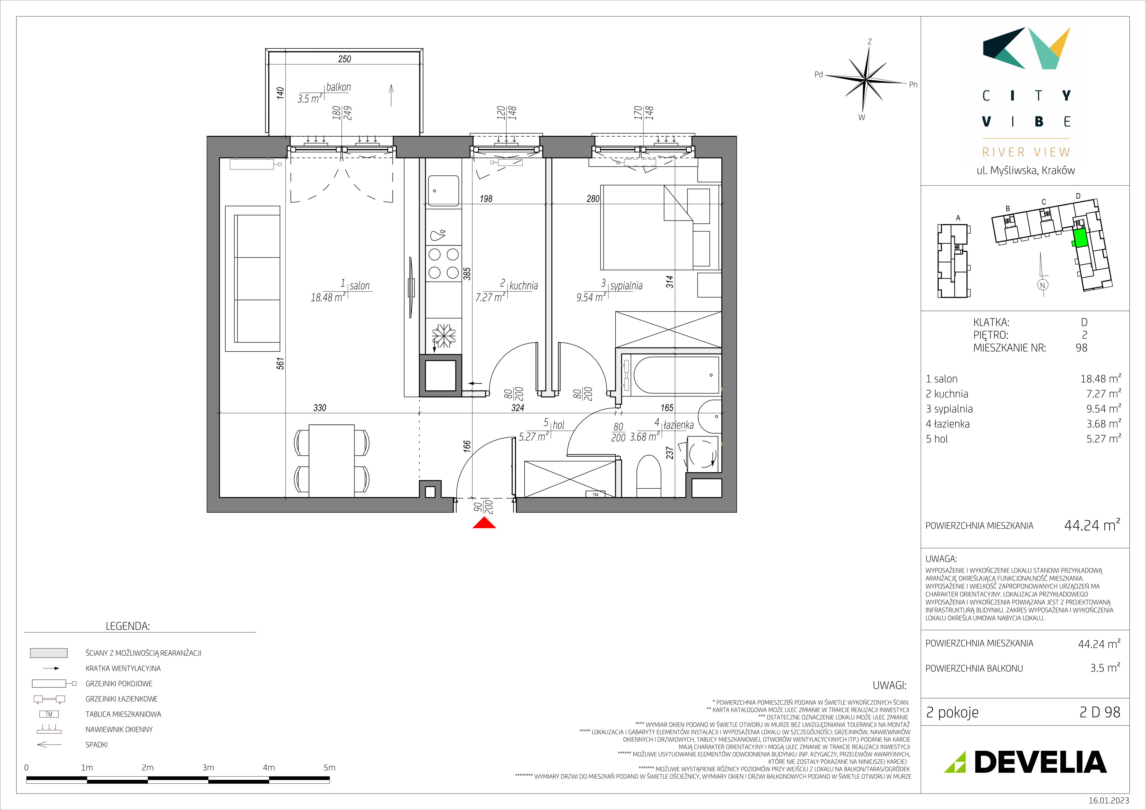 Mieszkanie 44,24 m², piętro 2, oferta nr E/2D98, City Vibe, Kraków, Podgórze, Płaszów, ul. Myśliwska-idx