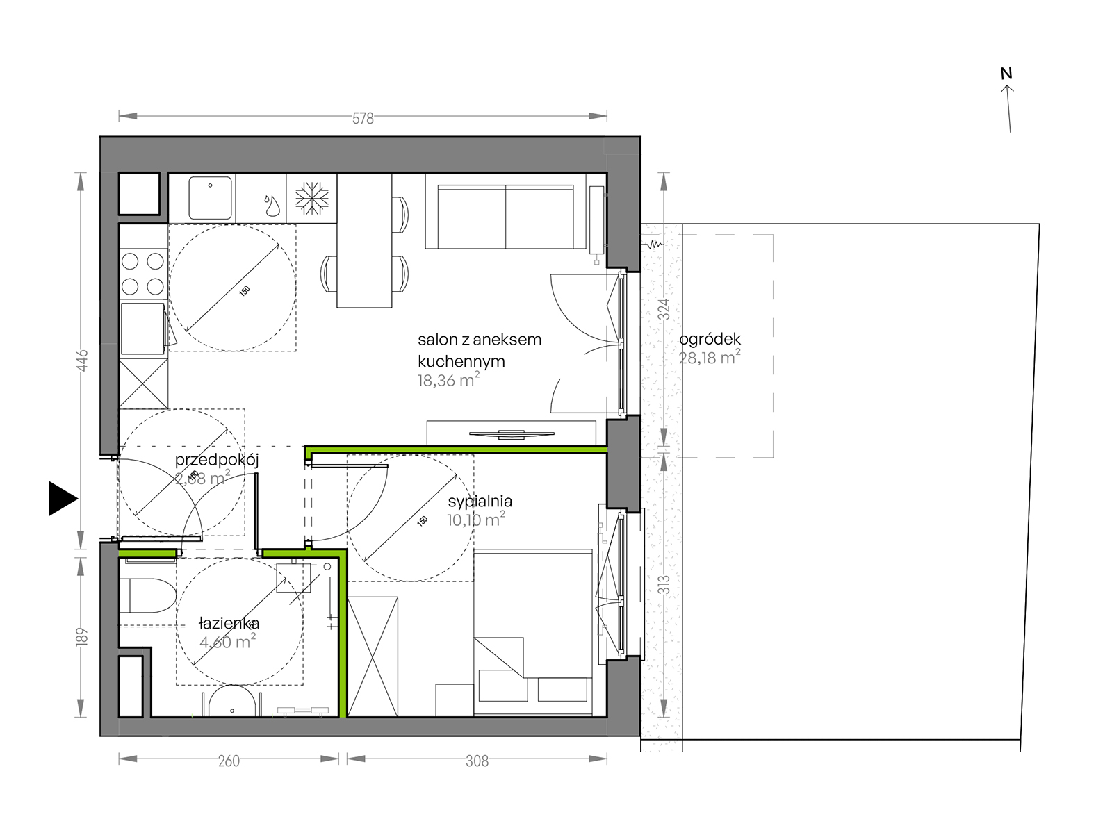 Mieszkanie 35,74 m², parter, oferta nr G/068, City Vibe etap V, Kraków, Podgórze, Płaszów, ul. Myśliwska 68-idx