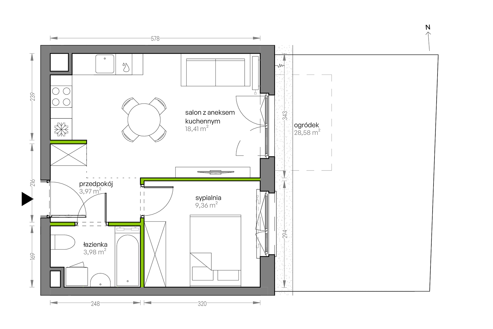 Mieszkanie 35,72 m², parter, oferta nr G/069, City Vibe etap V, Kraków, Podgórze, Płaszów, ul. Myśliwska 68-idx