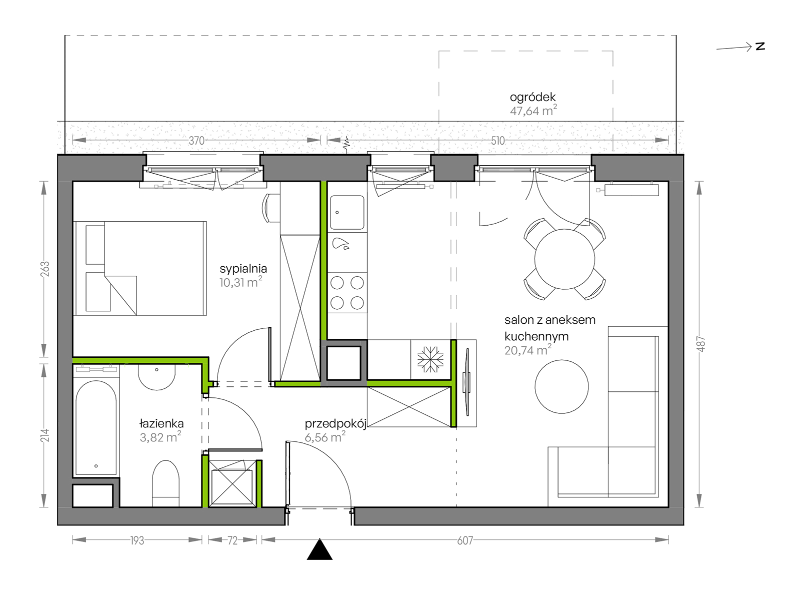 Mieszkanie 41,43 m², parter, oferta nr G/074, City Vibe etap V, Kraków, Podgórze, Płaszów, ul. Myśliwska 68-idx