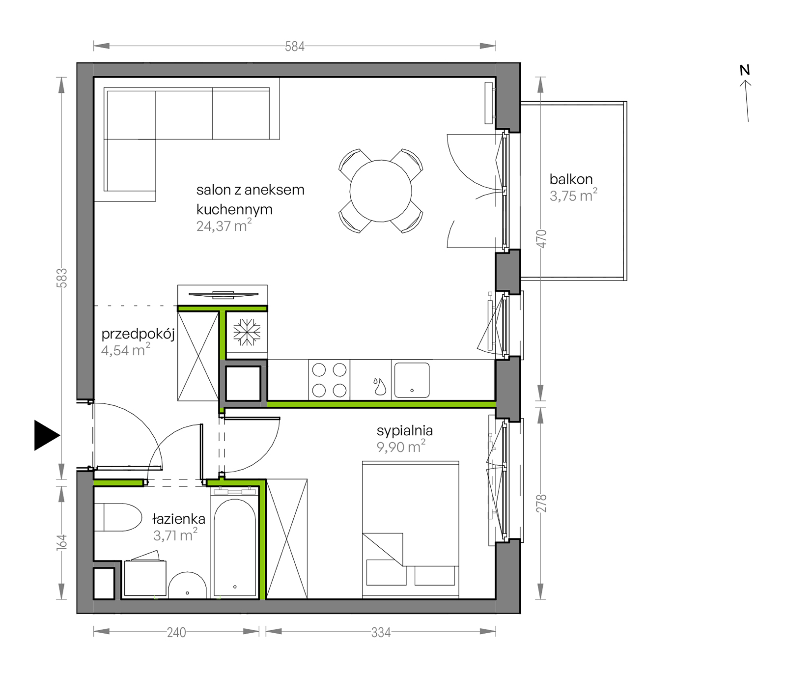 Mieszkanie 42,52 m², piętro 5, oferta nr G/121, City Vibe etap V, Kraków, Podgórze, Płaszów, ul. Myśliwska 68-idx