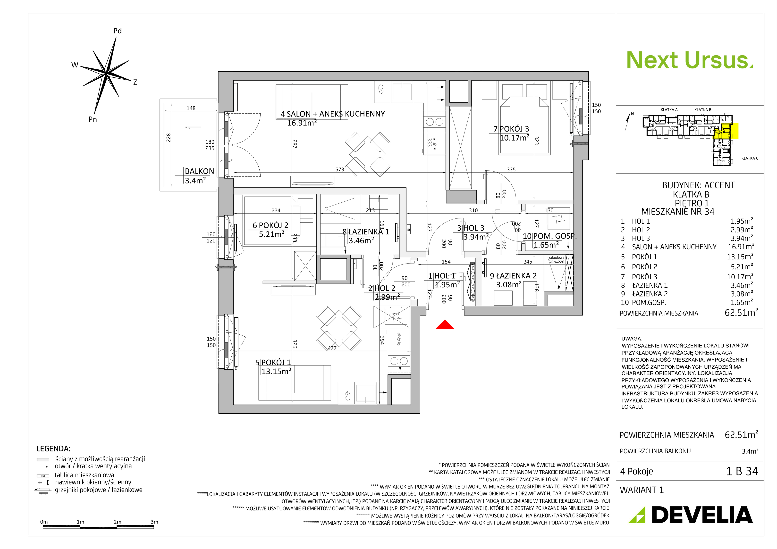 Mieszkanie 62,54 m², piętro 1, oferta nr AC/1B34, Next Ursus, Warszawa, Ursus, Szamoty, ul. Posag 7 Panien 18-idx