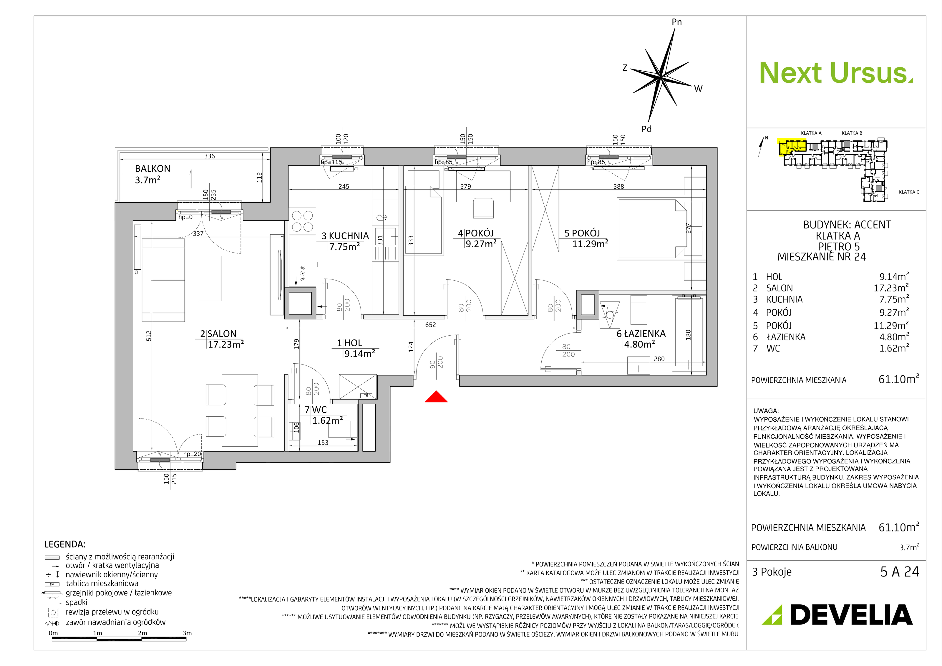 Mieszkanie 61,10 m², piętro 5, oferta nr AC/5A24, Next Ursus, Warszawa, Ursus, Szamoty, ul. Posag 7 Panien 18-idx