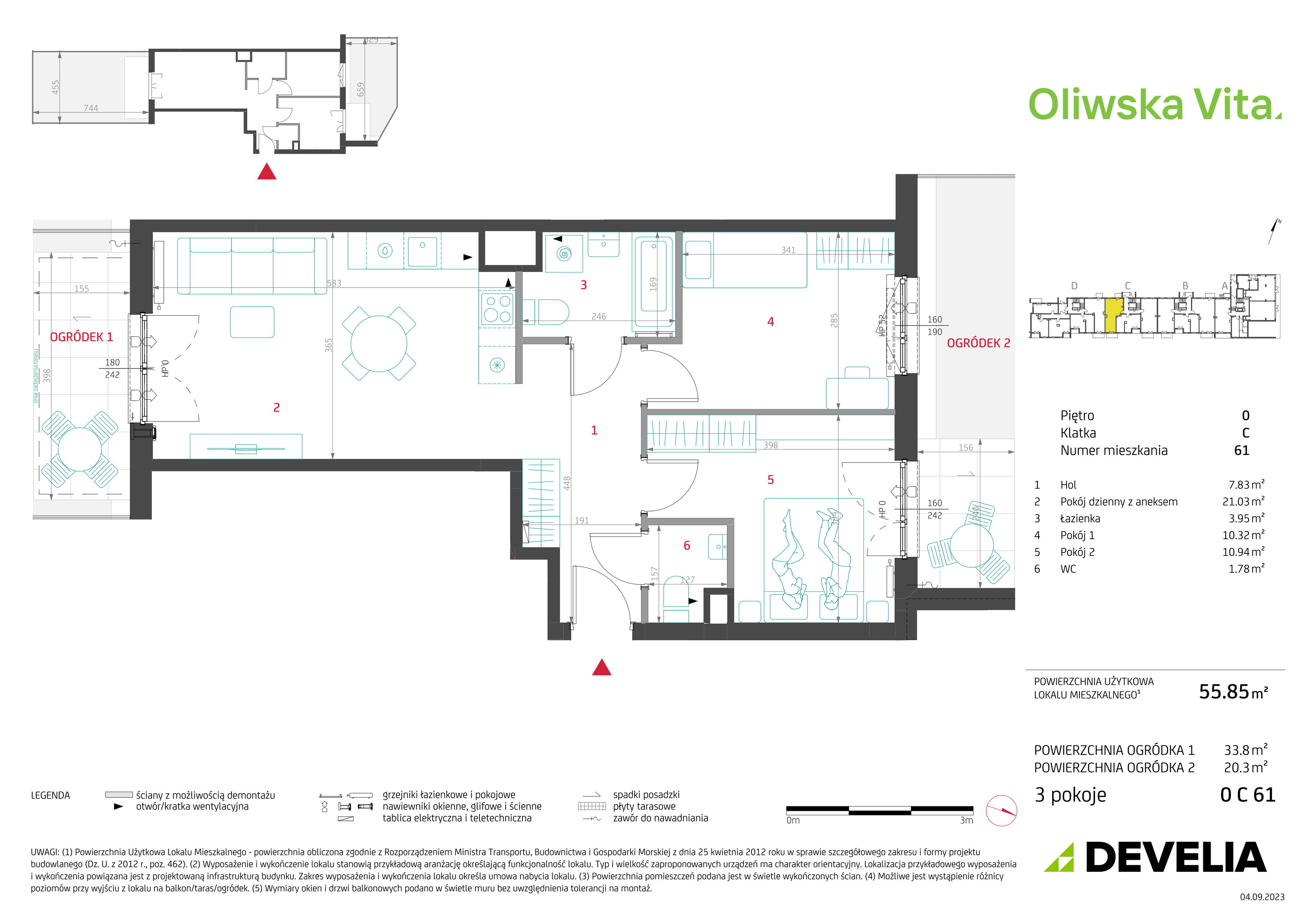 Mieszkanie 55,85 m², parter, oferta nr 0C61, Oliwska Vita, Warszawa, Targówek, Bródno, ul. Oliwska 5c-idx