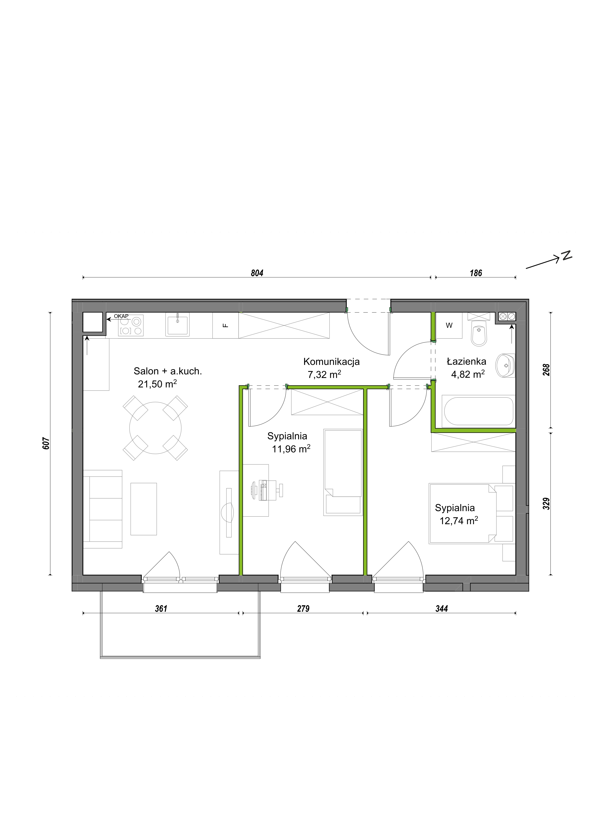 Mieszkanie 58,34 m², piętro 2, oferta nr B1/C/13, Orawska Vita, Wrocław, Ołtaszyn, Krzyki, ul. Orawska 73-idx